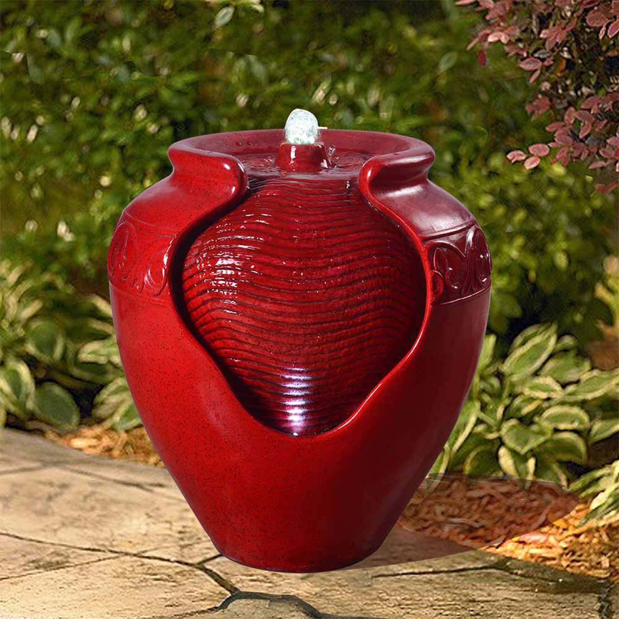 Teamson Home 16.93" Outdoor Glazed Pot Water Fountain
