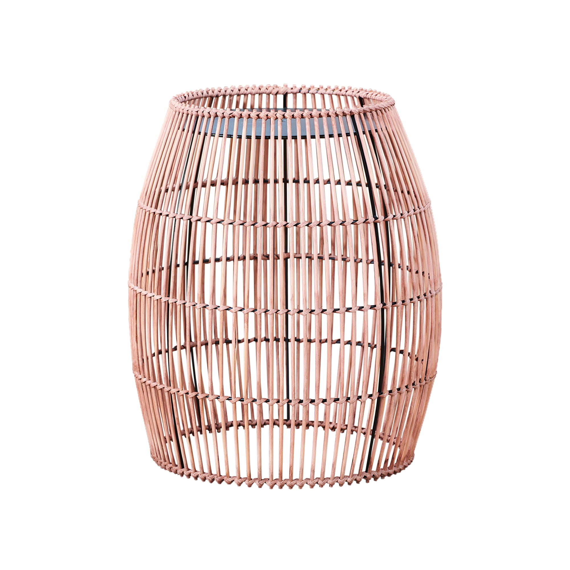 Teamson Home 20.24" Outdoor Bamboo Drum Side Table with Iron Top