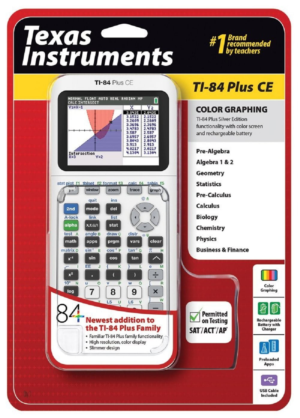 Texas Instruments TI-84 Plus CE Graphing Calculator, White