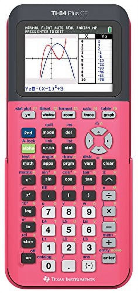 Texas Instruments TI-84 Plus CE Graphing Calculator, Coral (Metallic), 7.5 inch