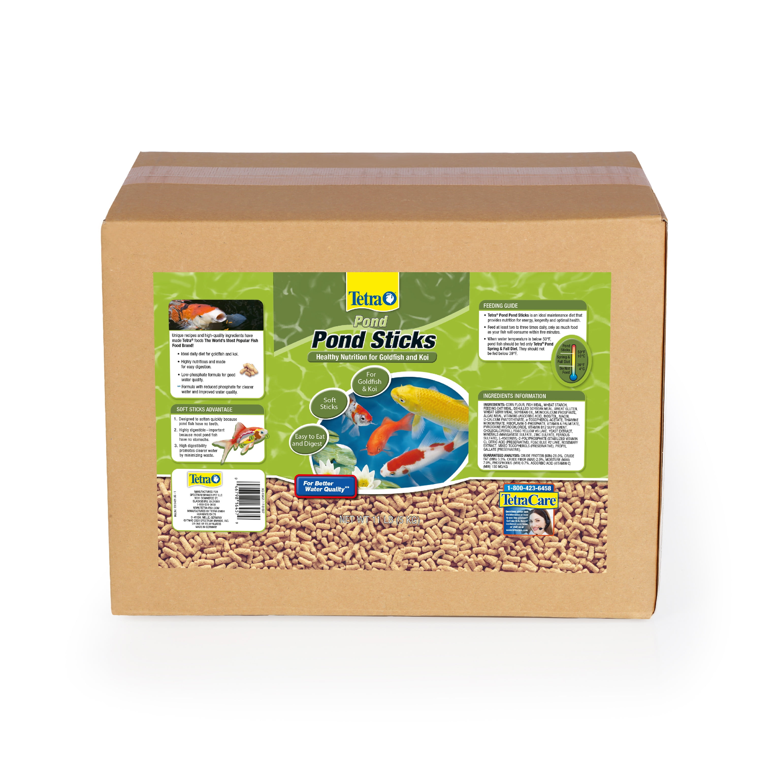 Tetra TetraPond Sticks Pond Fish Food for Goldfish and Koi, 11 lb