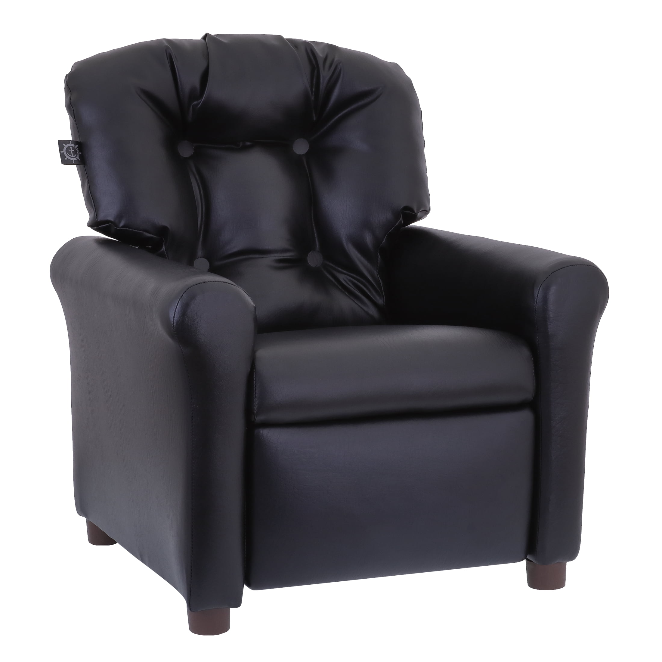 The Crew Furniture Traditional Kids Recliner Chair, Toddler Ages 1-5 Years, PU Faux Leather Black