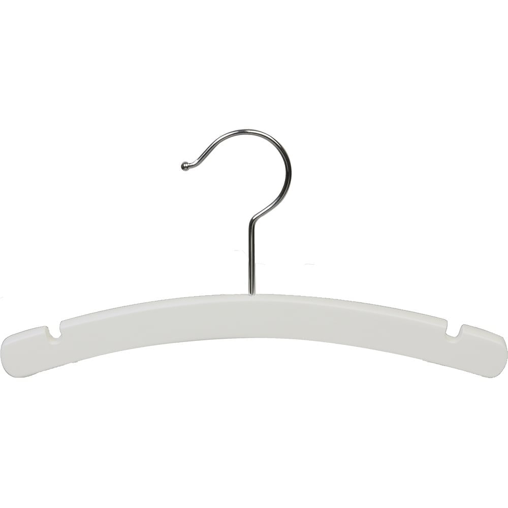 The Great American Hanger Company White Arched Wooden Baby Hanger, 10 Inch Wood Top Hangers with Chrome Swivel Hook for Infant Clothes or Onesie box