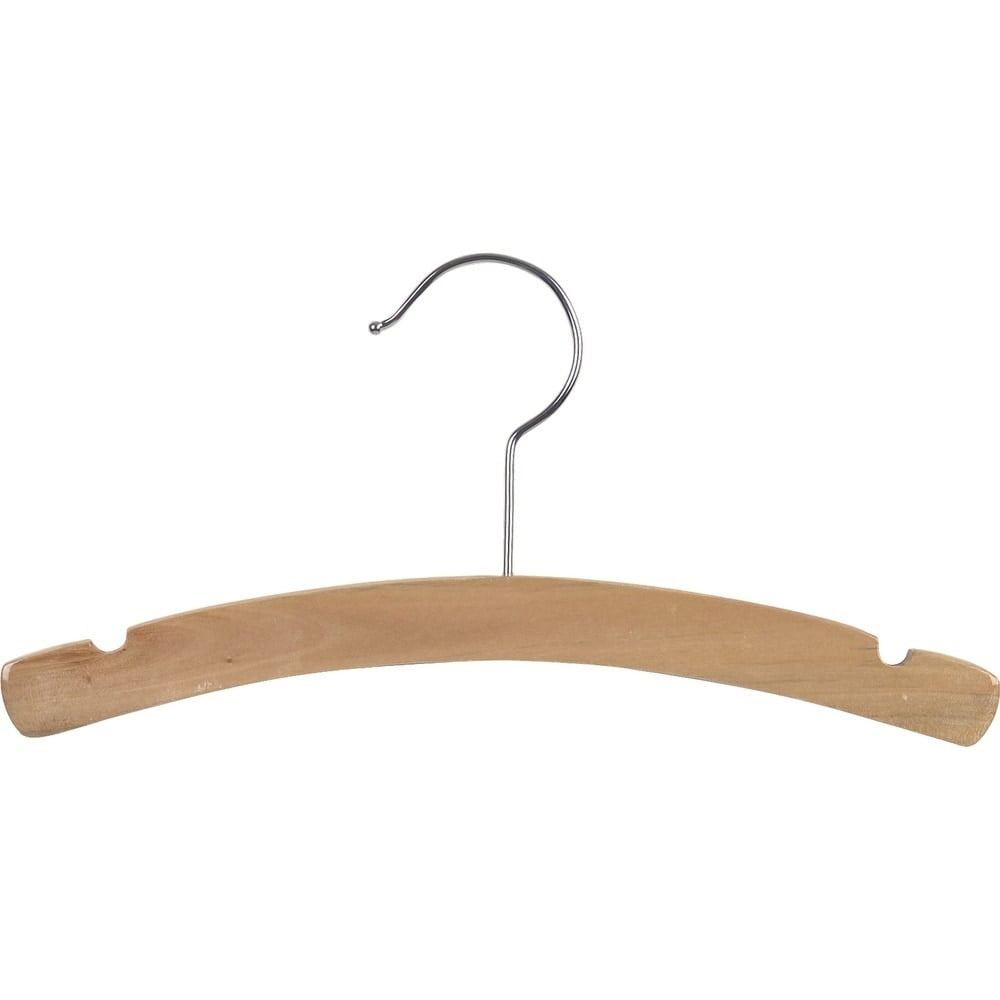 The Great American Hanger Company Rounded Wooden Kids Hanger with Natural Finish, 12 Inch Wood Top Hangers with Chrome Swivel Hook for Childrens