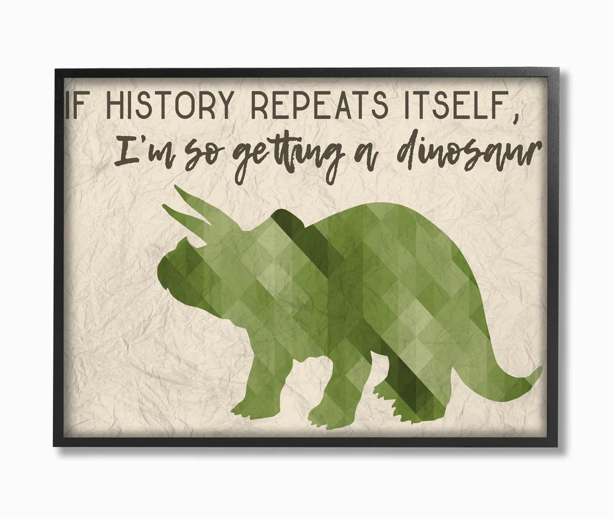 The Kids Room by Stupell I'm So Getting a Dinosaur Green Triceratops Framed Wall Art by Daphne Polselli