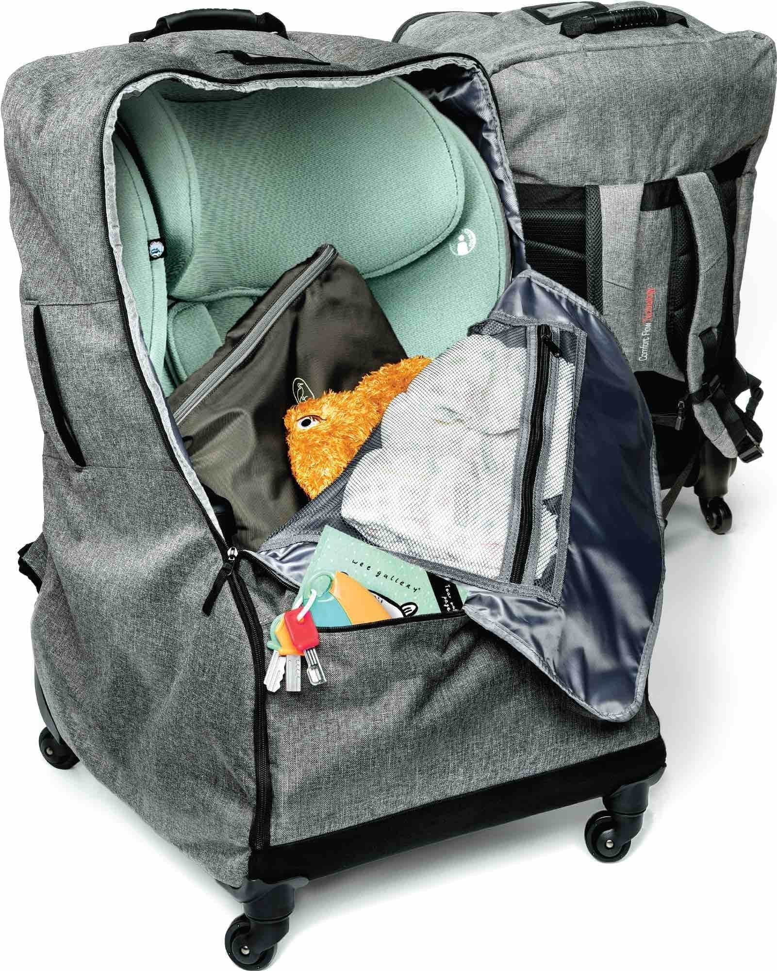 The Little Stork Wheeled Padded Travel Backpack Car Seat, Gray, 1 Count