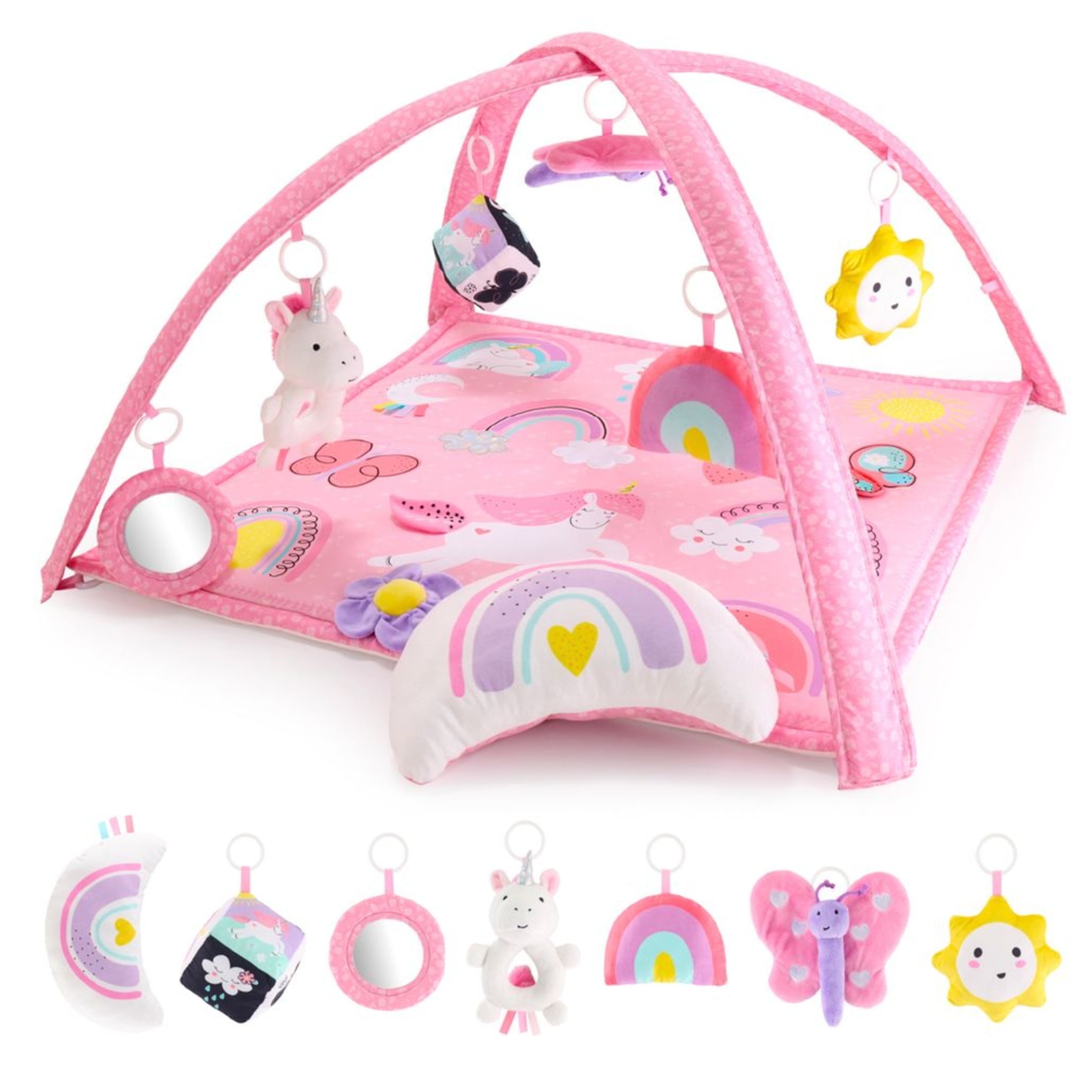 The Peanutshell Rainbow Paradise 7-in-1 Activity Gym and Play Mat for Baby