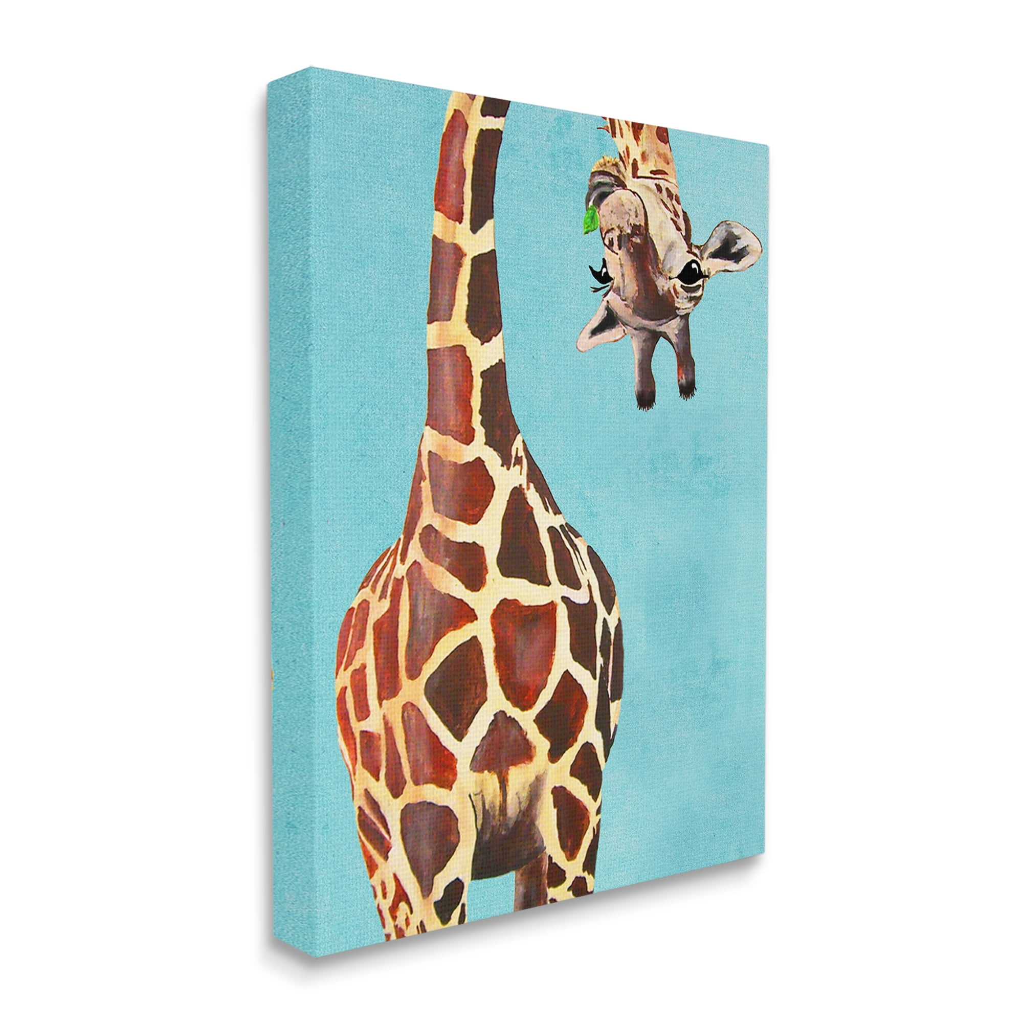 The Stupell Home Decor Collection Curious Giraffe Chewing Leaves Super Canvas Wall Art