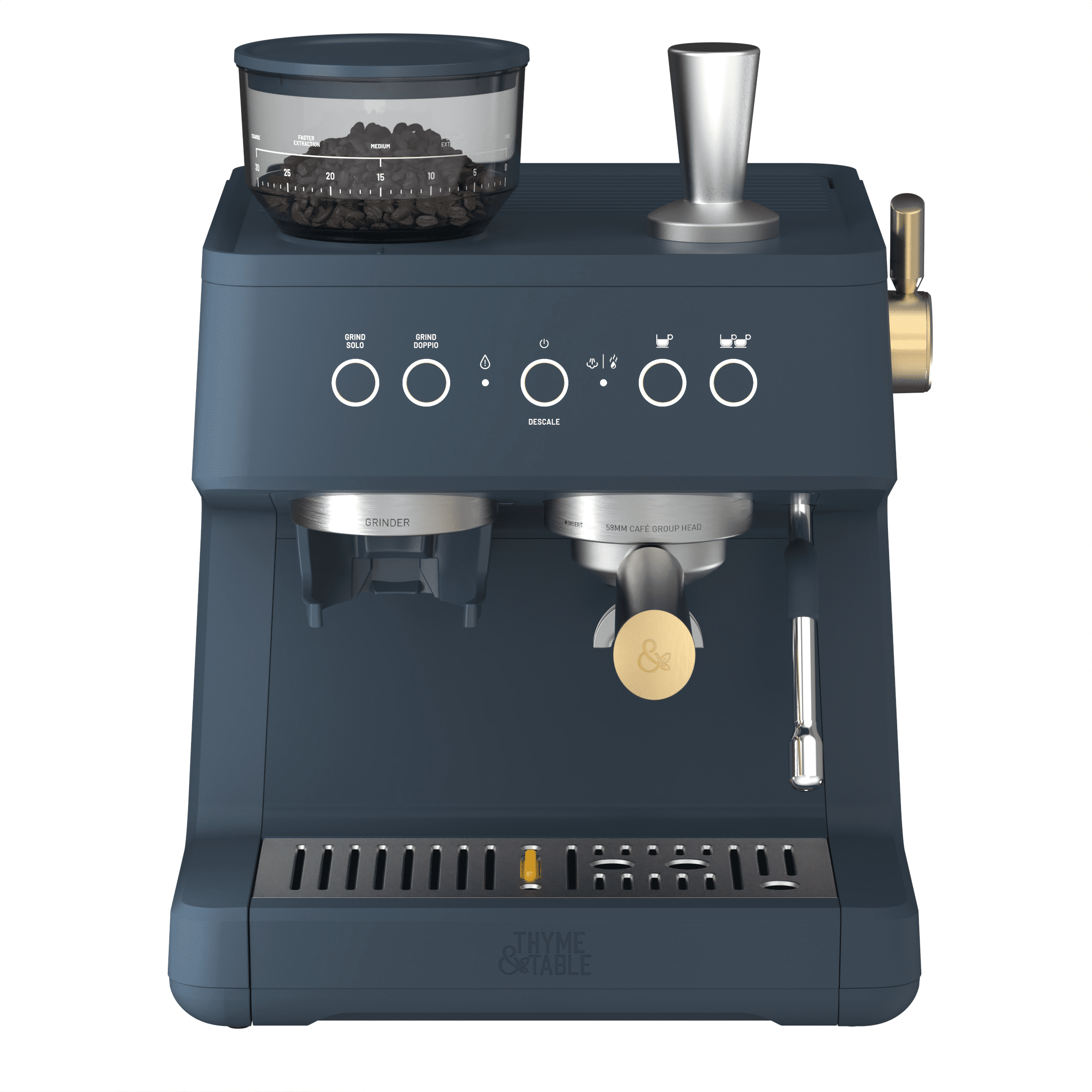 Thyme & Table Barista Grade Espresso Machine with 15-Bar Pressure, Conical Burr Grinder and Steam Wand, Atlantic Blue
