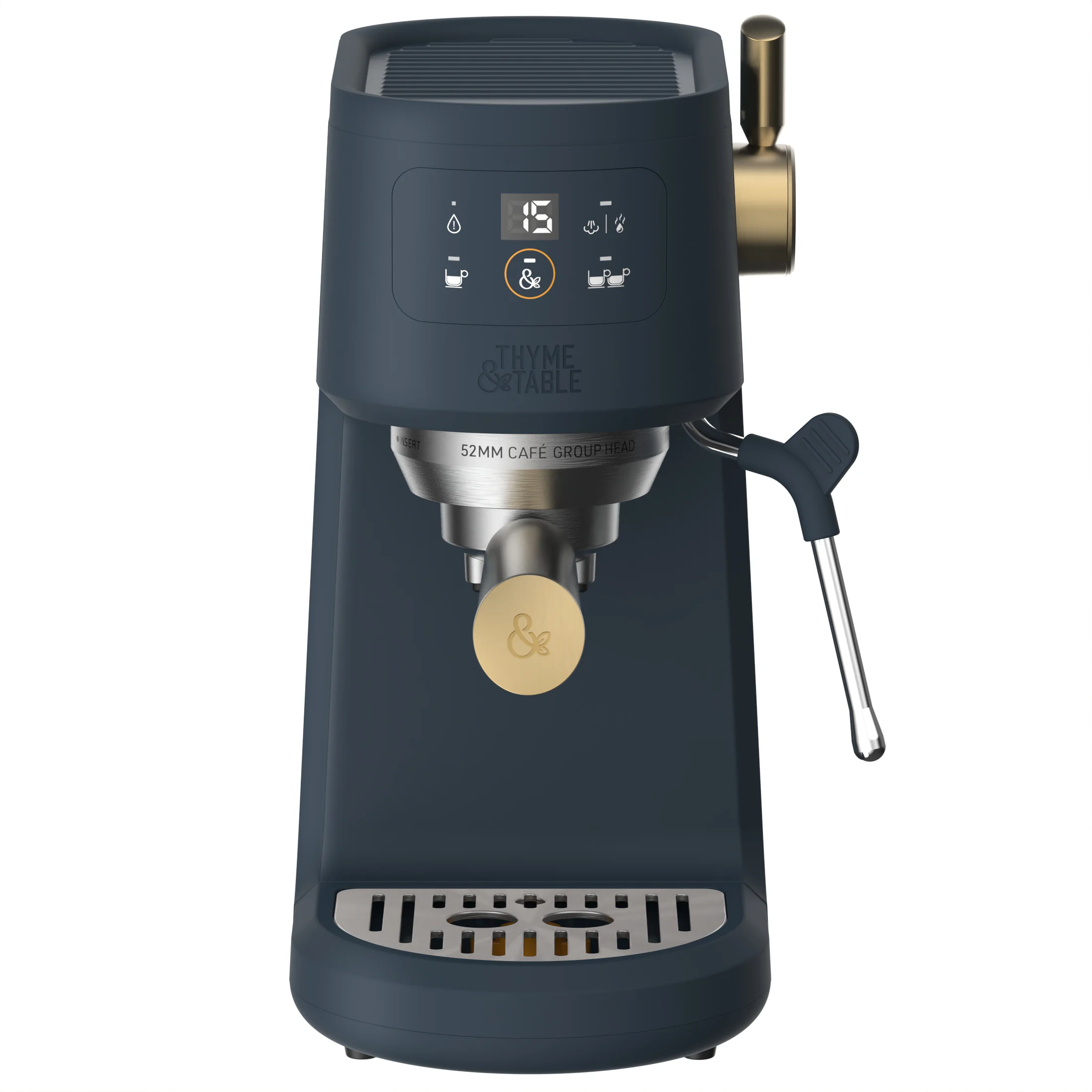 Thyme & Table Barista Mini Espresso Machine with 15-Bar Pressure and Steam Wand, Atlantic Blue