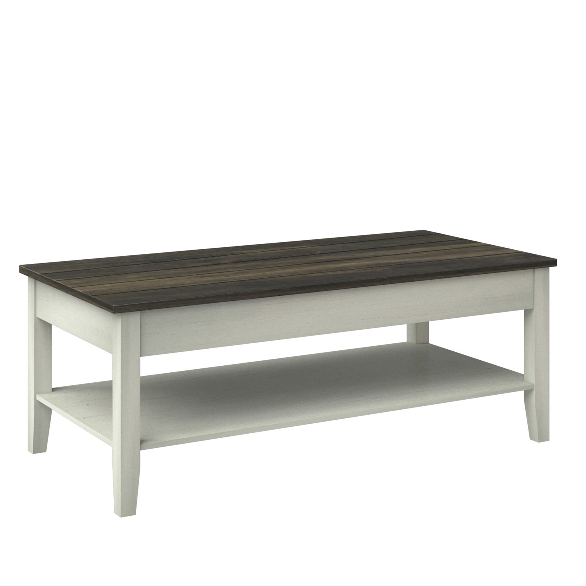 Twin Star Home Two Tone Modern Farmhouse Coffee Table in Old Wood White