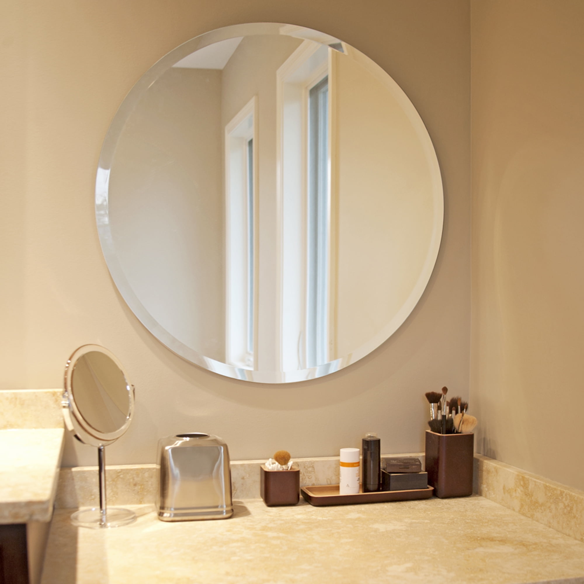 Tyler Dillon Decorative Frameless Beveled Round Accent and Wall Mirror - 28 x 28