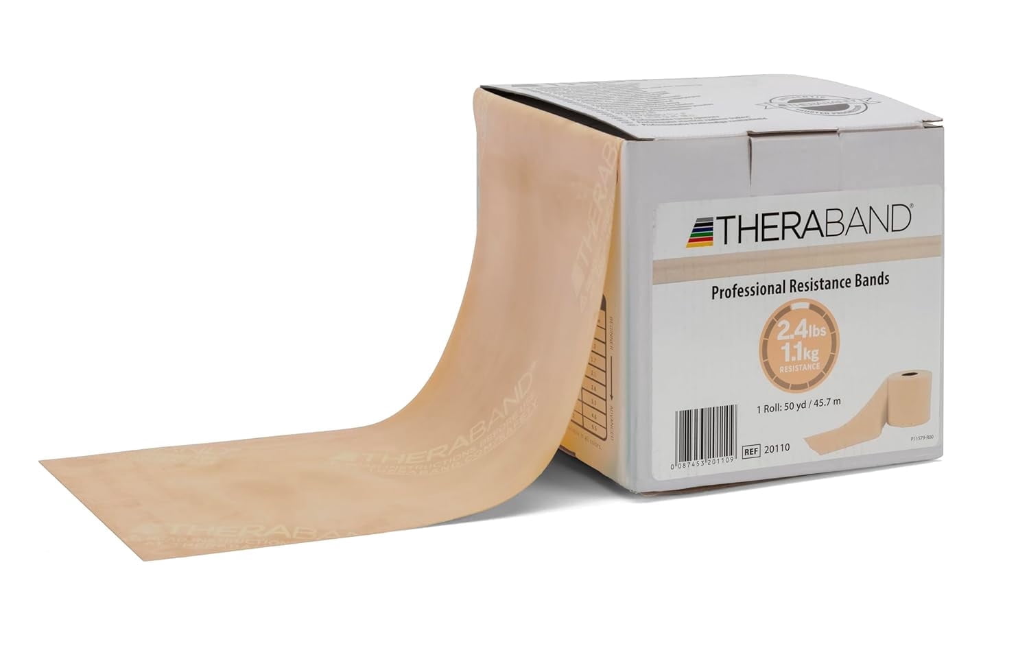 THERABAND Resistance Band, Tan, Extra Light, 50-Yard Roll, Elastic Band for Strength Training, Stretching, Yoga, Pilates, Physical Therapy, Portable & Cut-to-Length, Color-Coded Levels