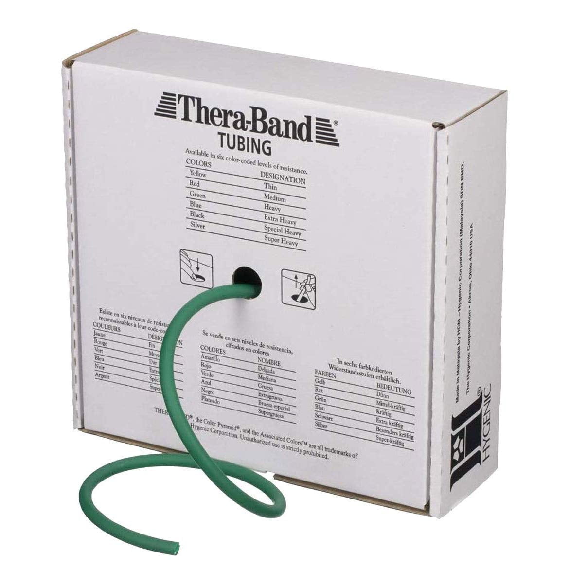 THERABAND Resistance Tubes, 100 ft, Green, Heavy Thickness, 4.6 lbs Resistance, Level 4
