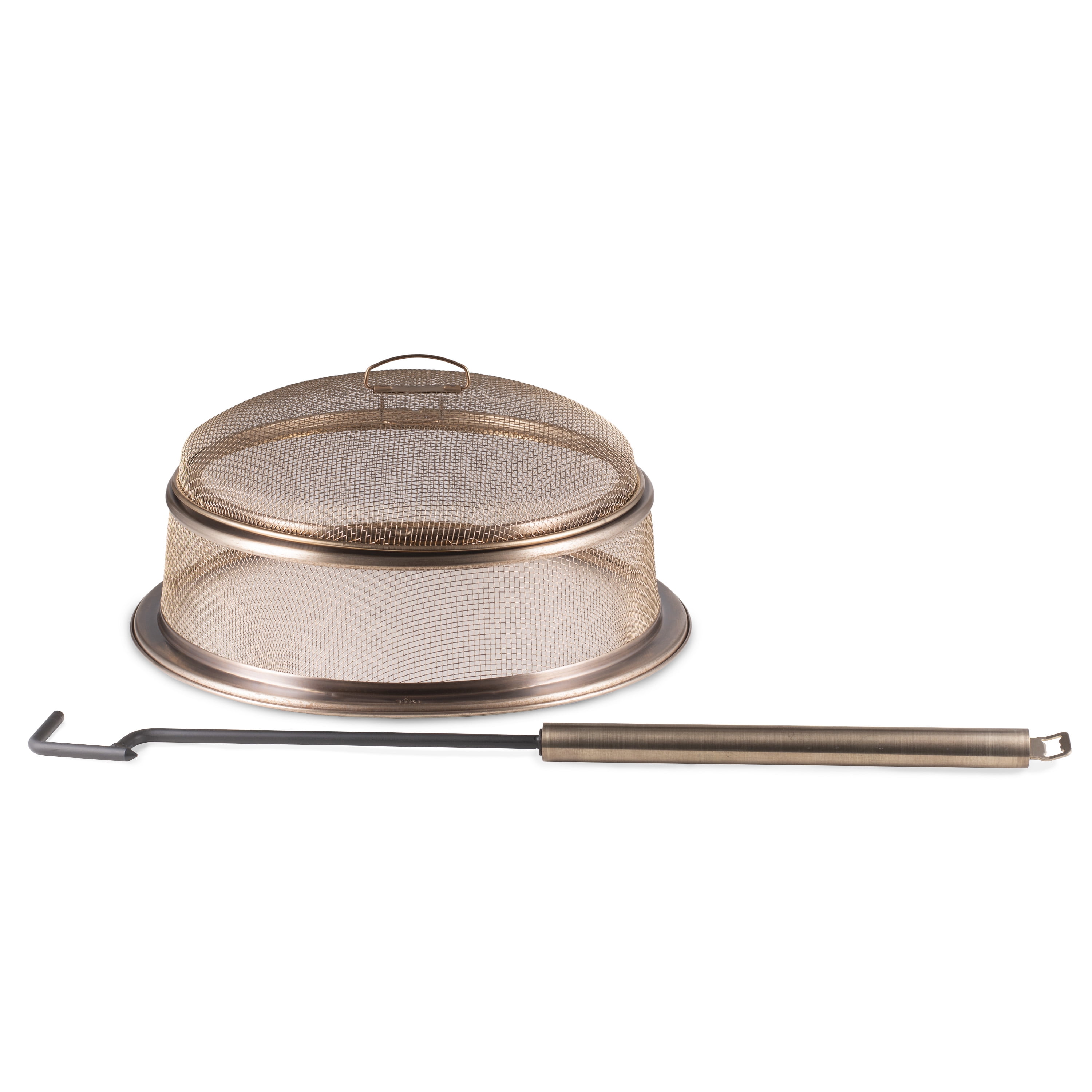 TIKI® Brand 17.8 Inch Diameter Accessory Metal Fire Pit Screen and 32.9 Inch 2 Piece Poker Black