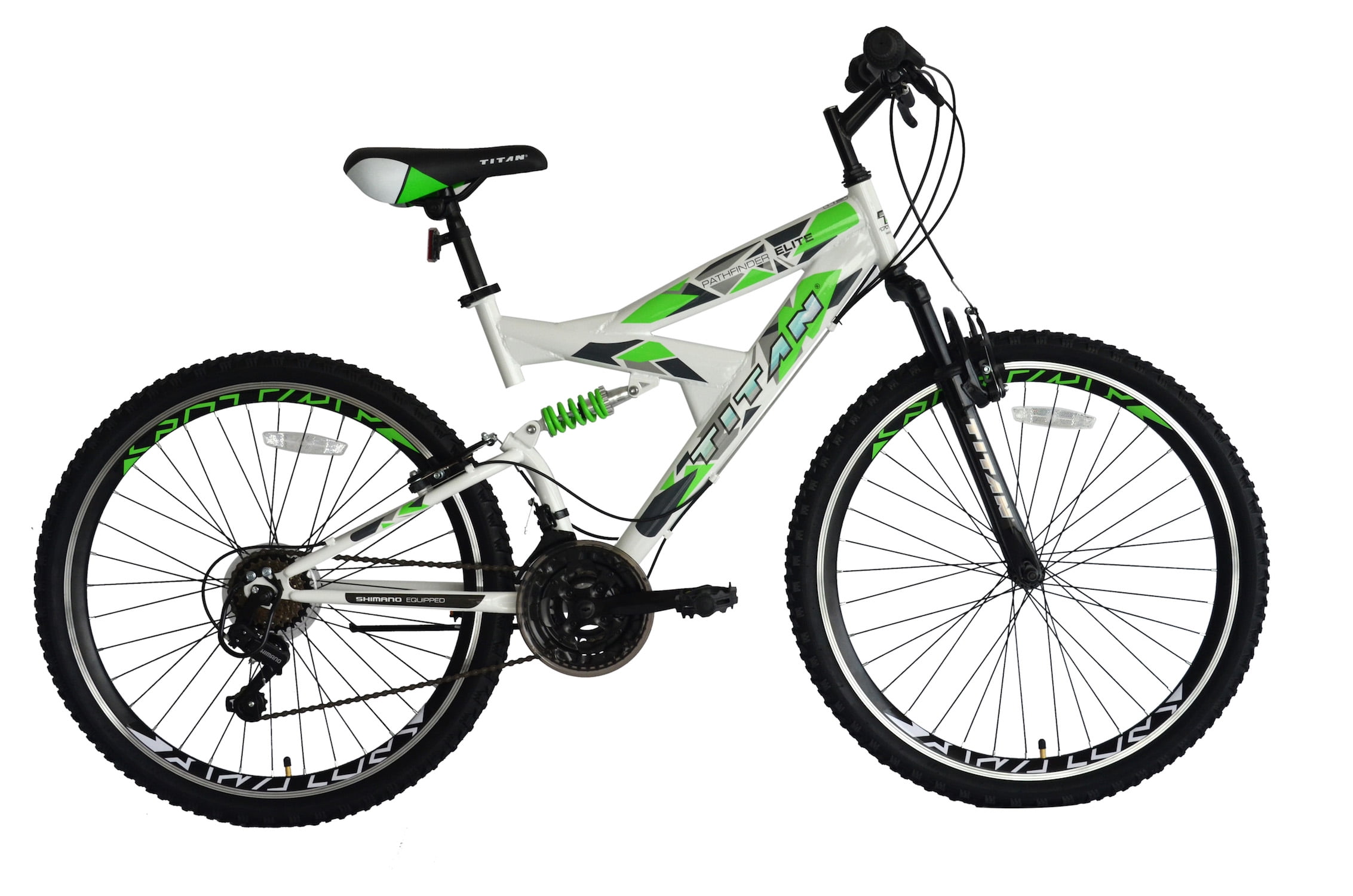 TITAN Pathfinder Elite Dual Suspension Mountain Bike, Unisex, 21-speeds, 18-Inch Frame
