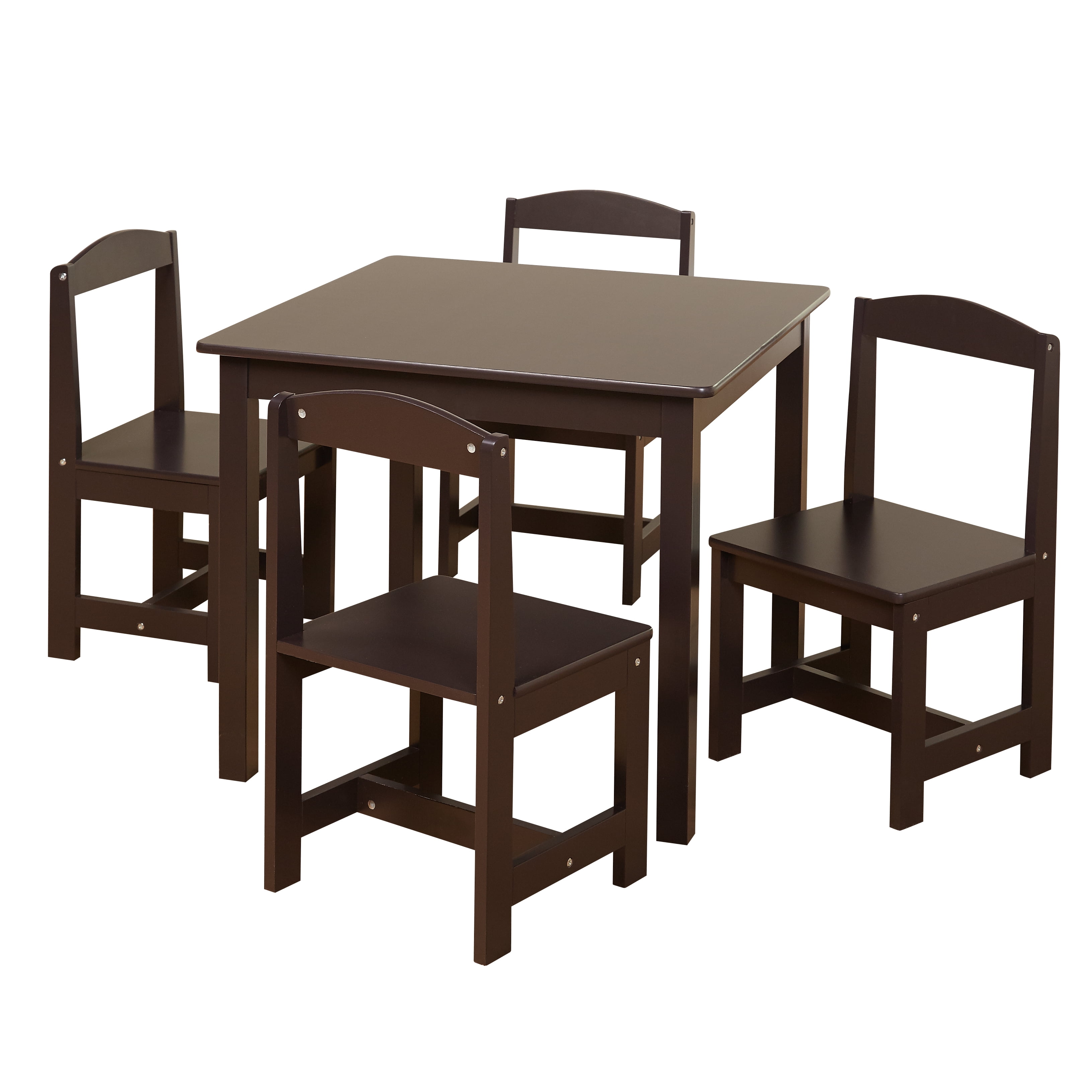 TMS Hayden 5-Piece Kids Table and Chair Set, Espresso