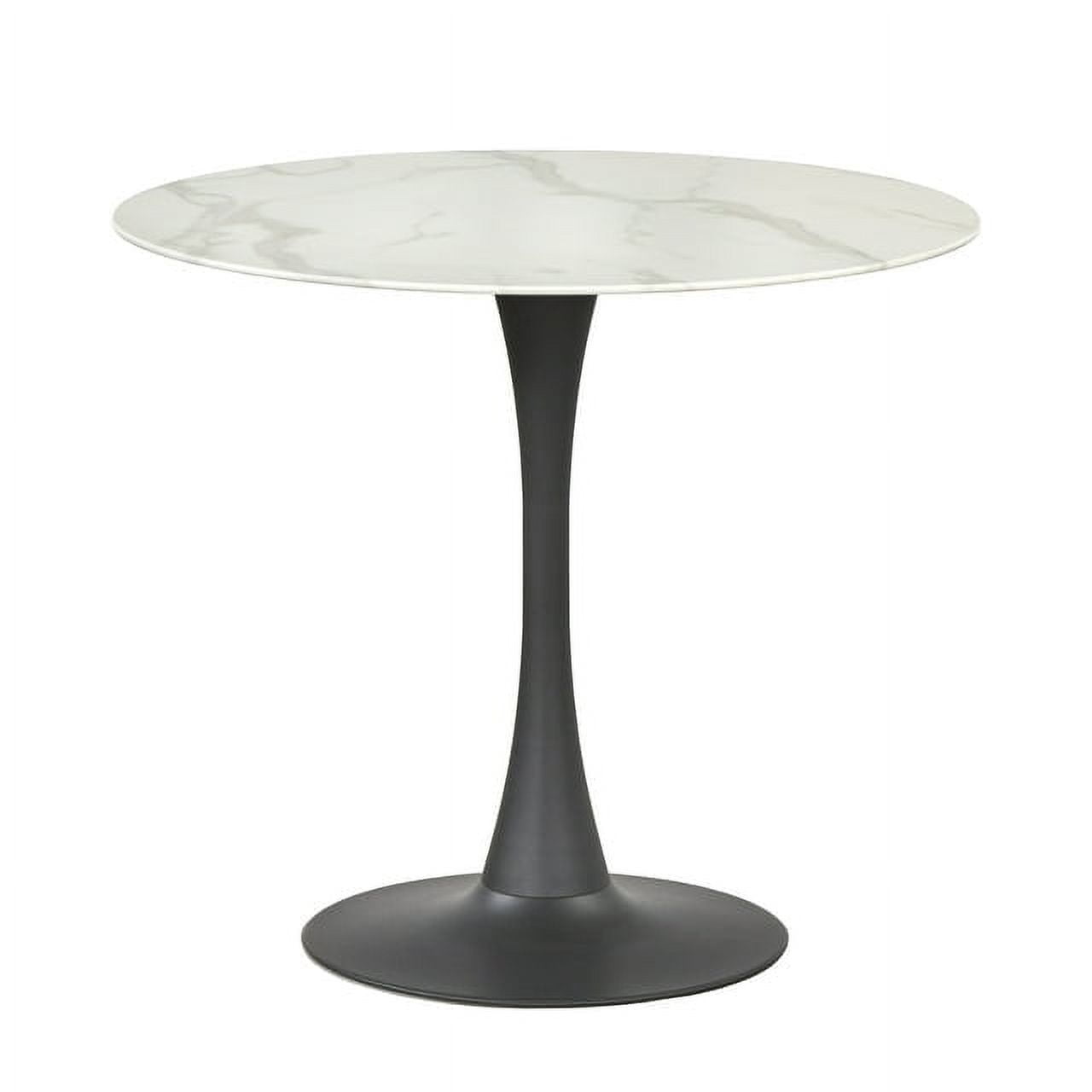 TMS Rho 35.5" Round Indoor Pedestal Dining Table, Black/White Faux Marble