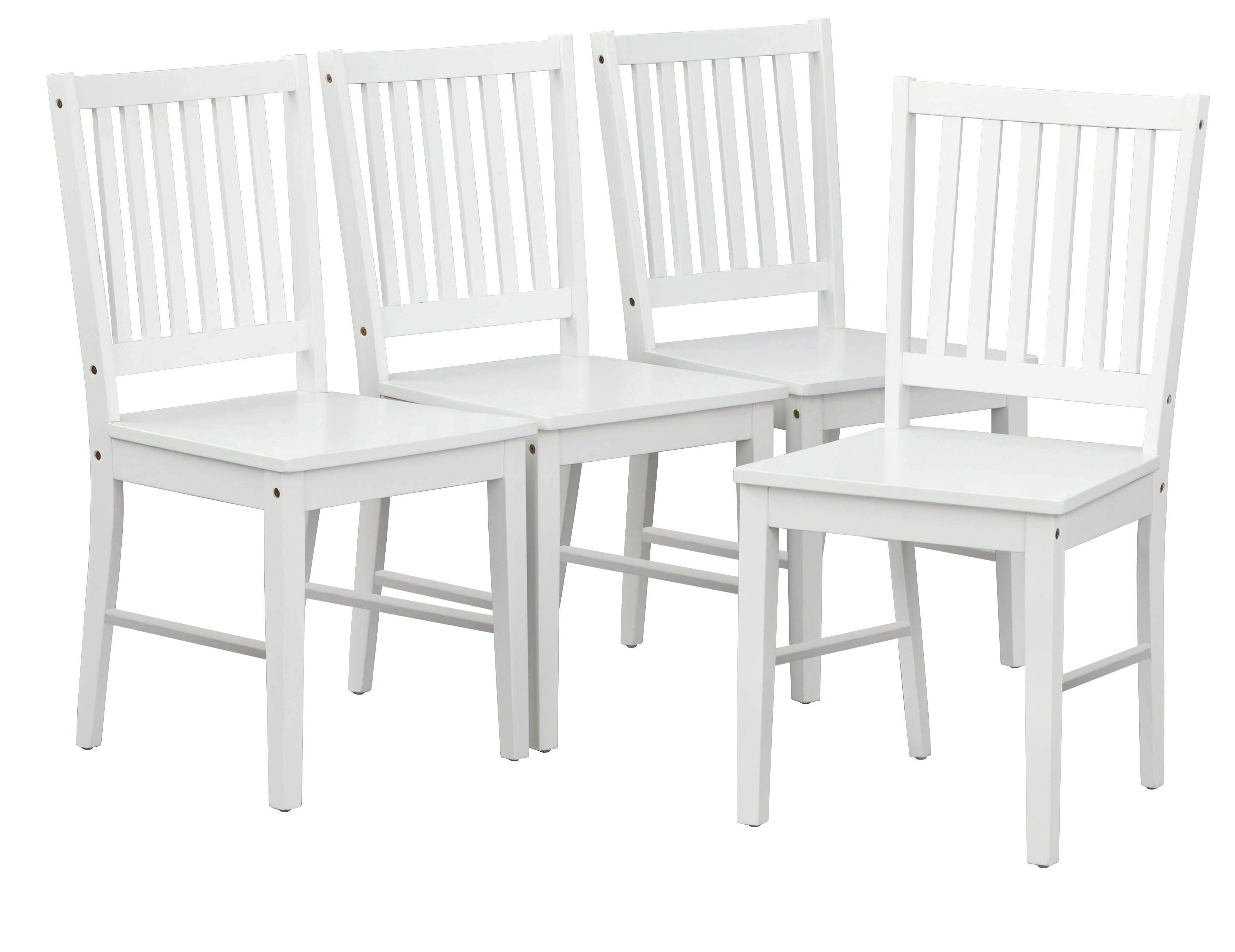 TMS Shaker Slat-Back Dining Wood Chair, Set of 4, White