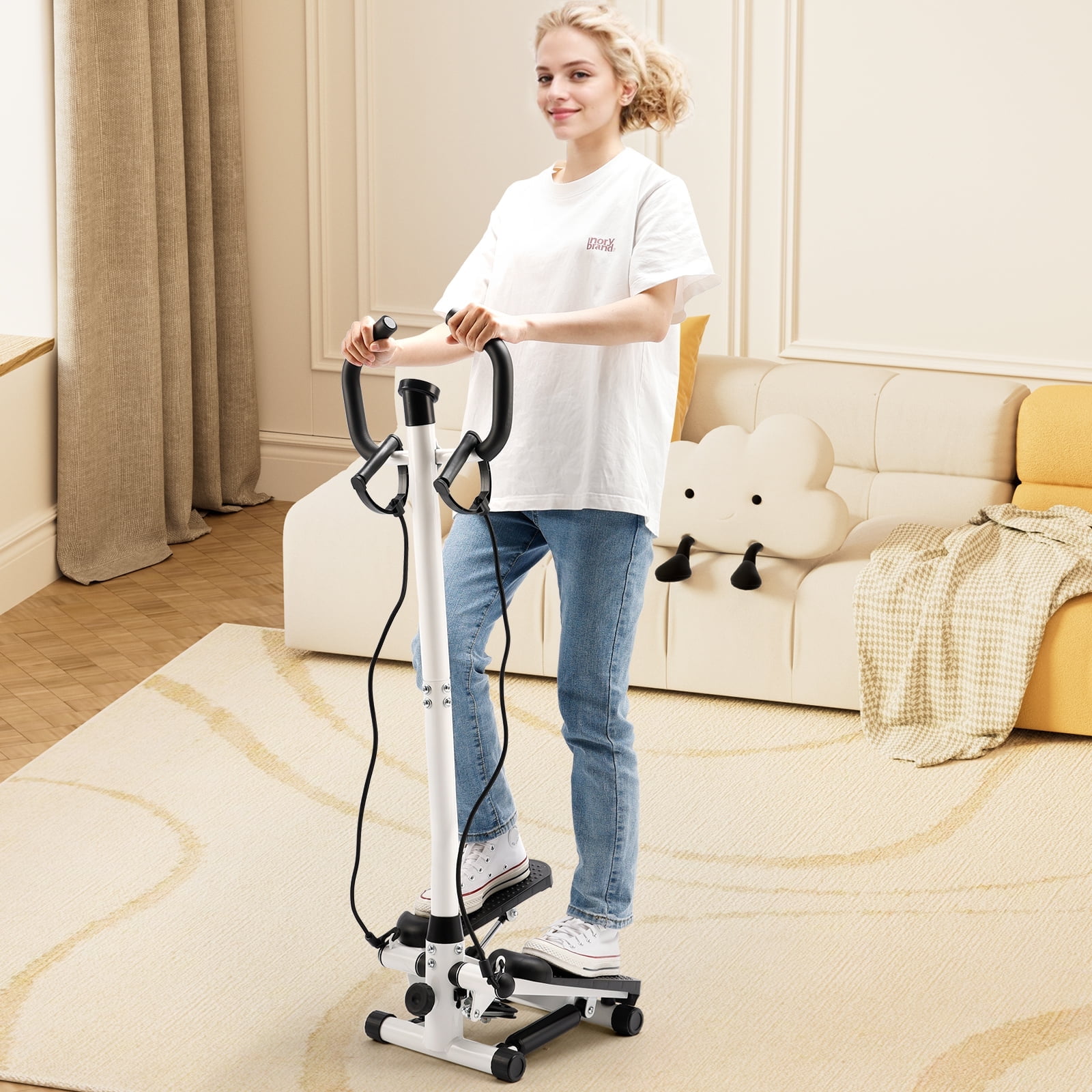 TOPTENG Health & Fitness Steppers for Exercise,Vertical Climber Stair Stepper Exercise Home Workout Equipment with Resistance Bands for Full Body Workout,330lbs Loading Capacity