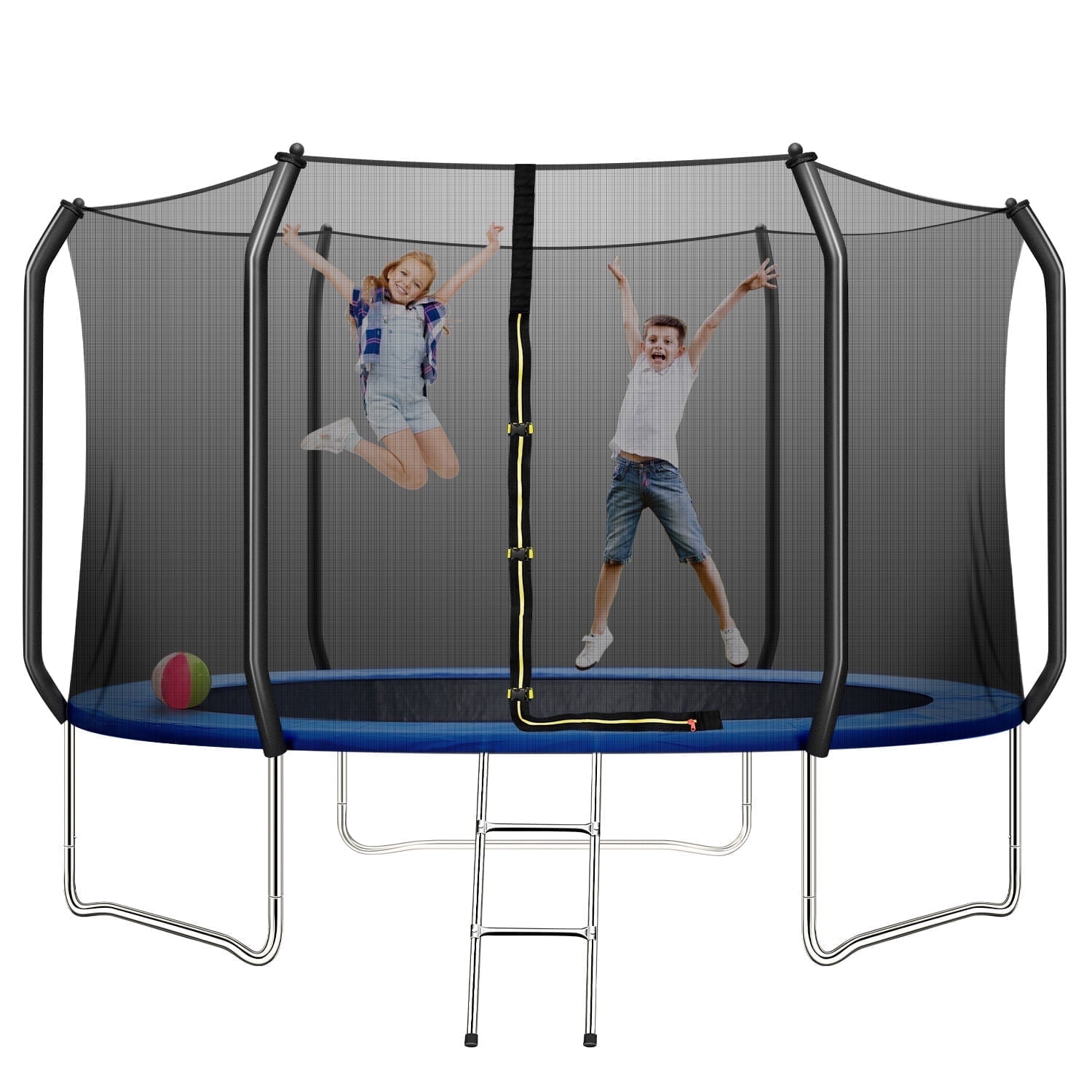 TRIPLE TREE 10 FT Trampoline with Safe Enclosure Net, 660 lbs Capacity for 3 Kids, Outdoor Fitness Trampoline with Waterproof Jump Mat Ladder for Indoor Park Kindergarten Toddler Trampolines
