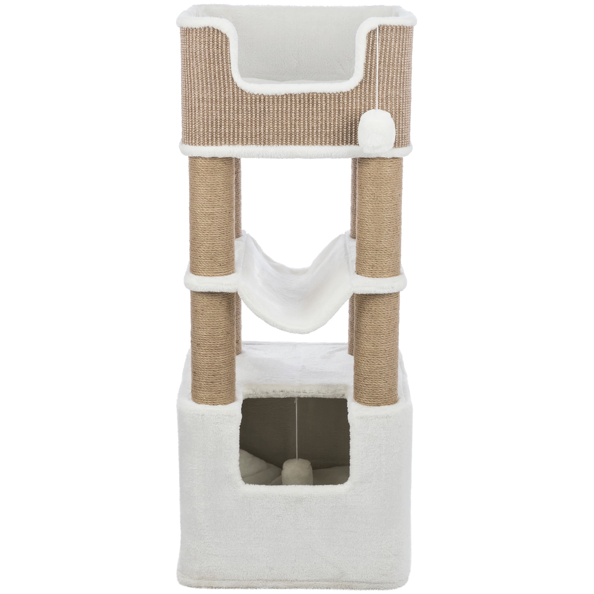 TRIXIE Lucano Xxl 43.3" Multi-Level Cat Tree with Sisal Scratching Posts, Condo & Hanging Cat Toy, Taupe