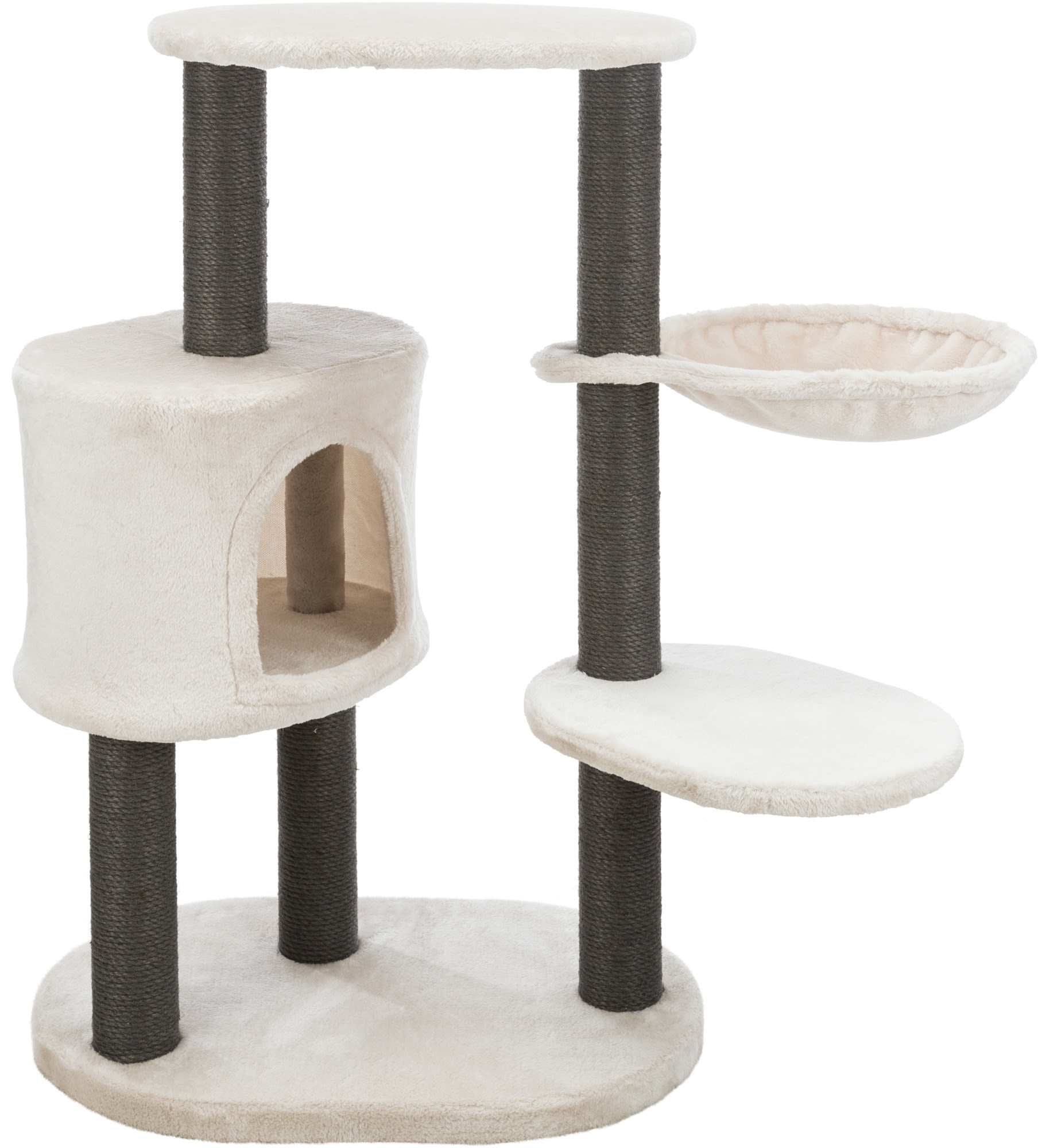 TRIXIE Moriles Gray Cat Tower with Scratching Posts, Condo, Hammock, Padded Platform