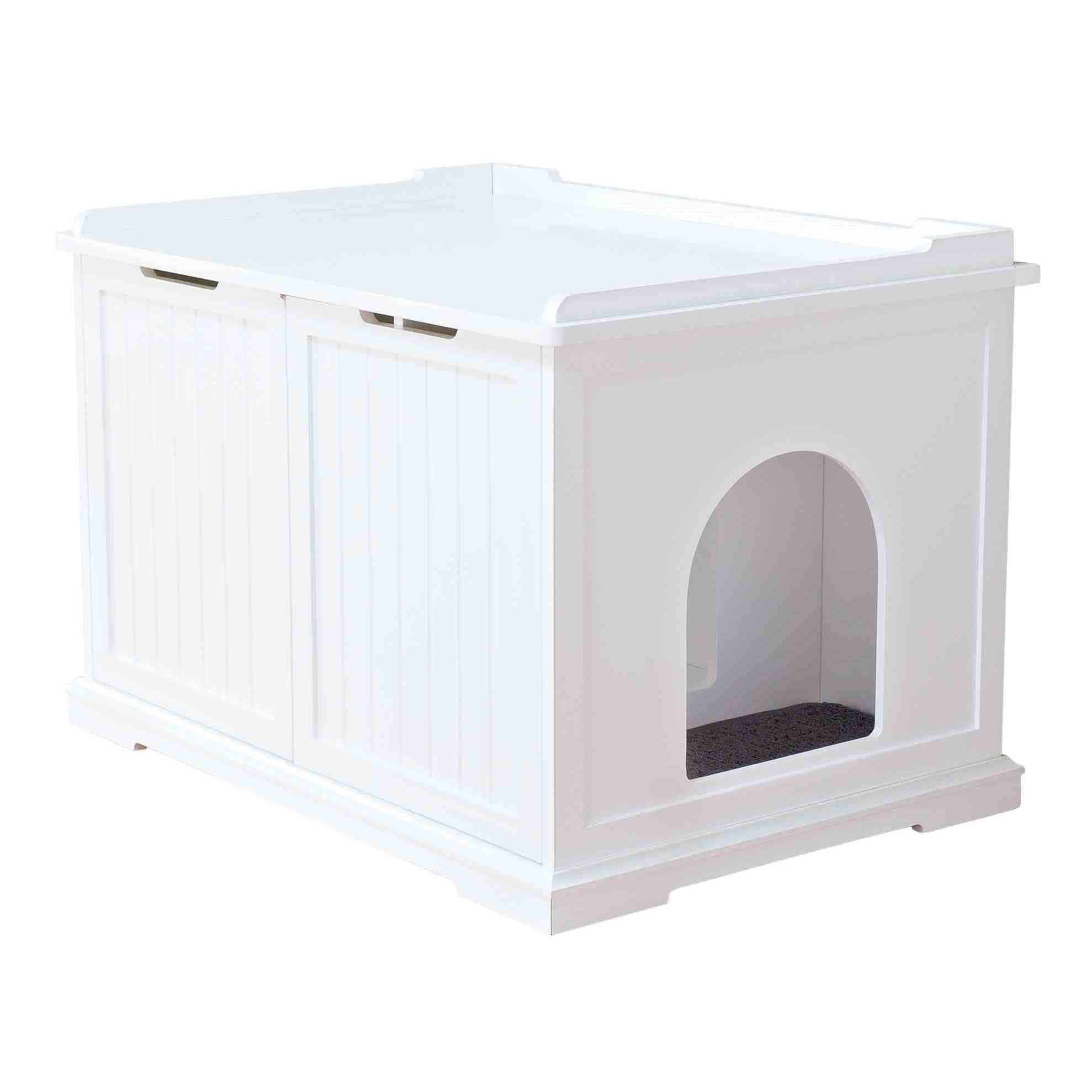 TRIXIE XL Cat Litter Box Enclosure Hidden Litter Indoor Cat Furniture Pet Home Side Table White