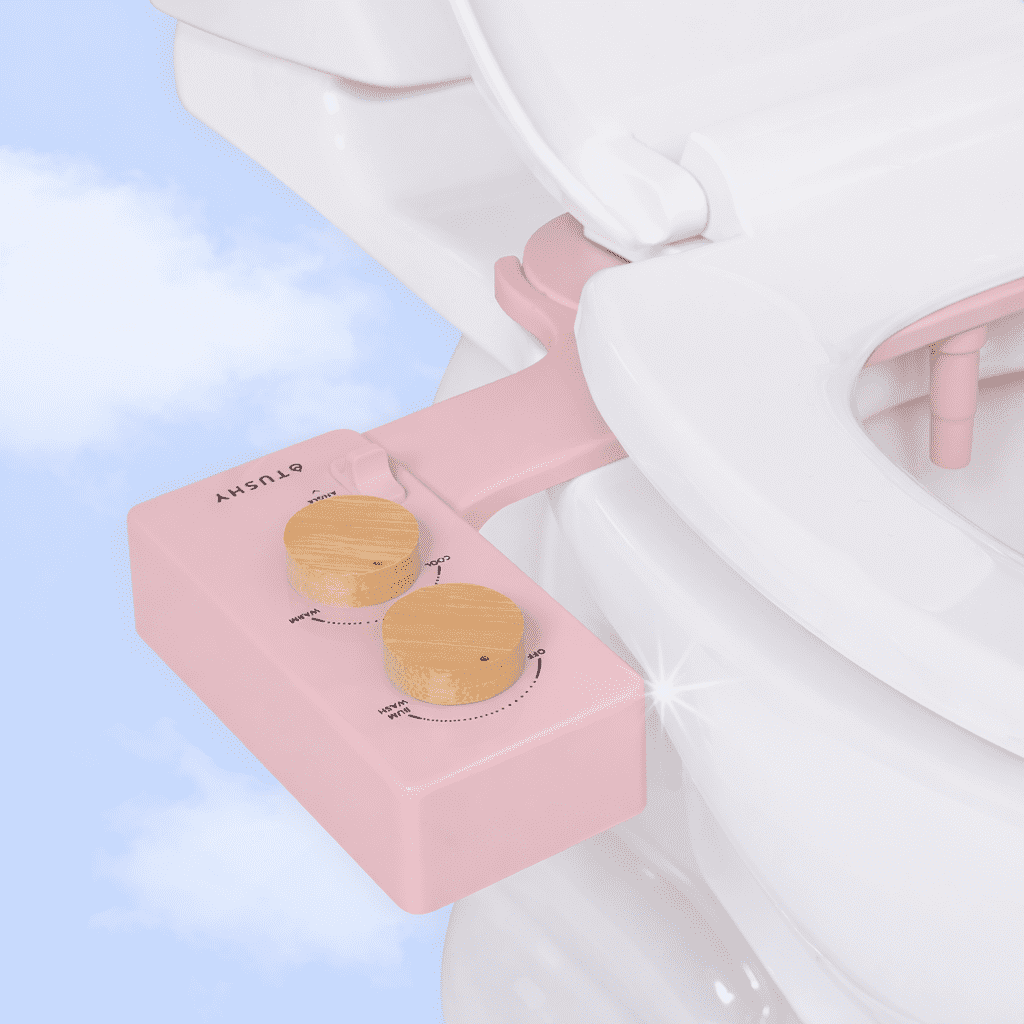 TUSHY Spa Self-Cleaning Warm Water Bidet Attachment, Adjustable Nozzle Angle, Pressure Control, Easy DIY Home Install, Requires Sink Access for Temperature Control, Pink