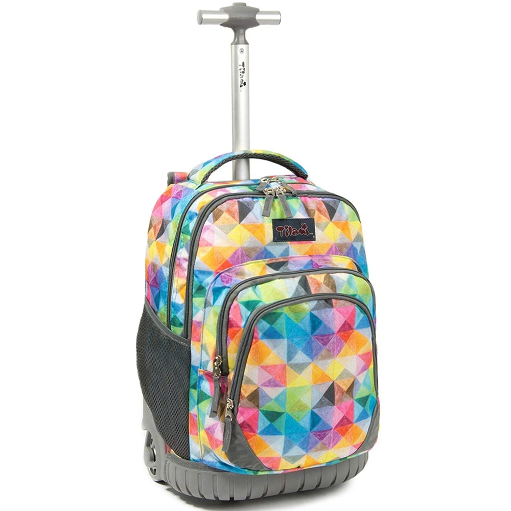 Tilami Colorful Geometric Print Rolling Backpack 18 Inch Wheeled Backpack