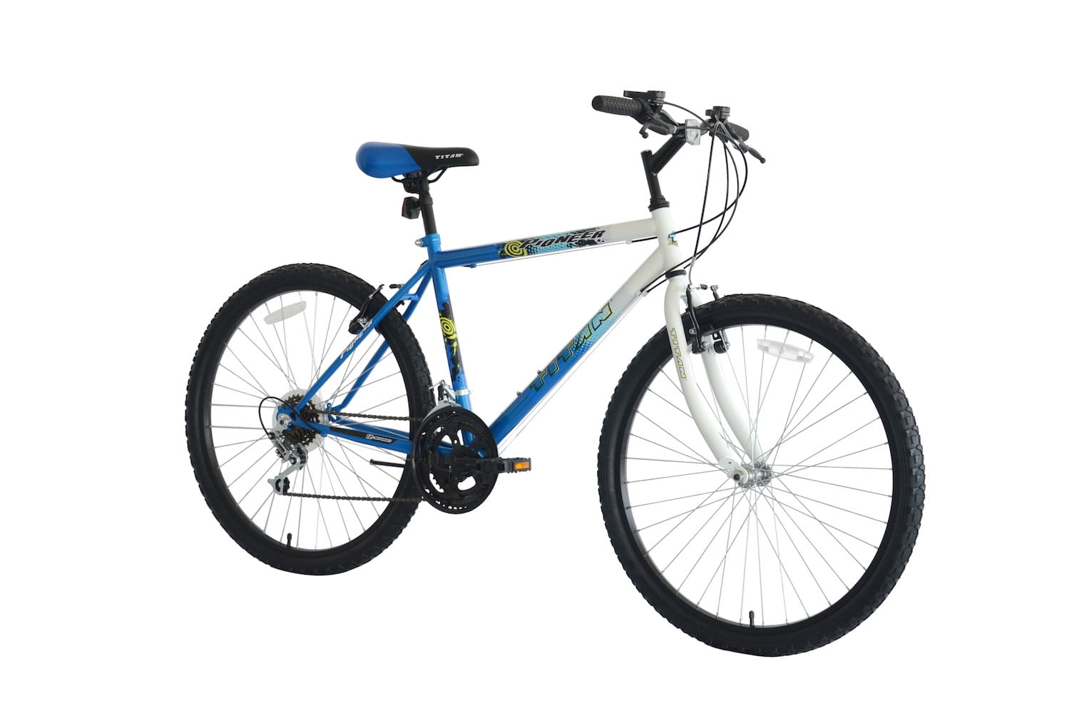 Titan Pioneer 18-Speed Steel Men's Mountain Bicycle, Blue