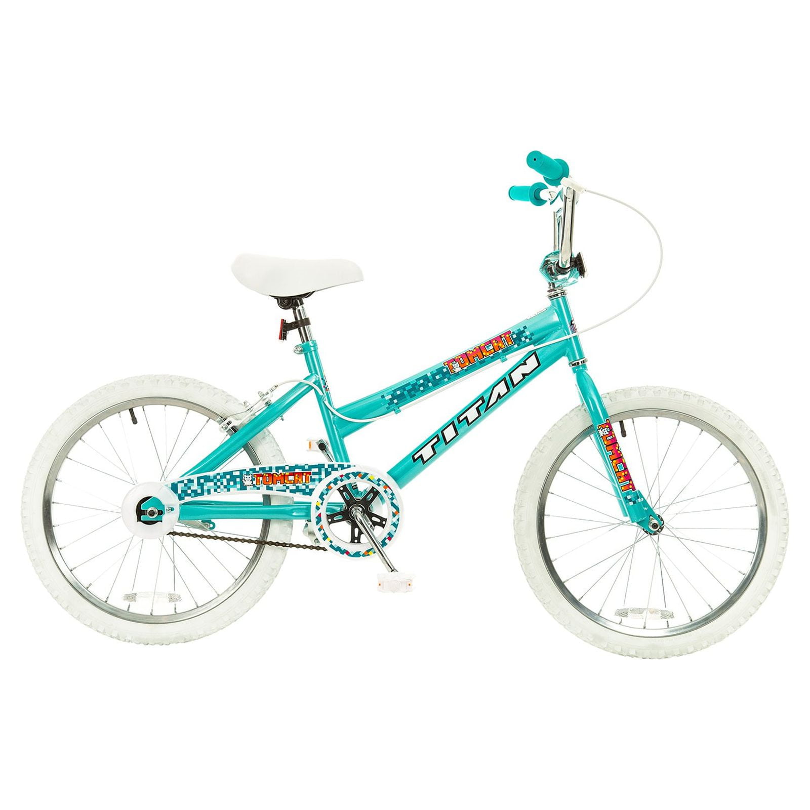 Titan Tomcat 20 Inch Girls BMX Bike with Safety Pads Teal Blue Beginner Friendly Bicycle