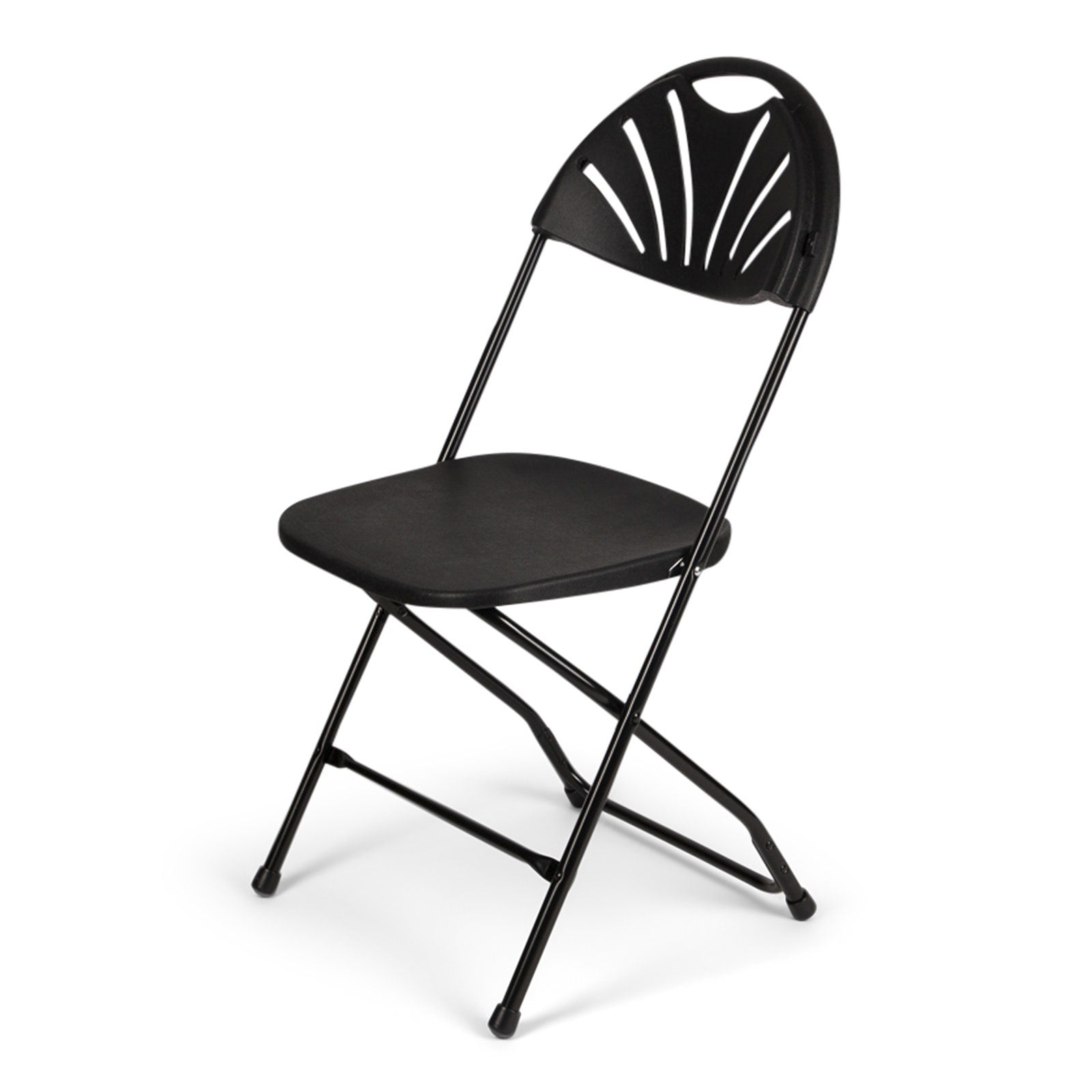 TitanPRO™ Fanback Plastic Folding Chair - Black
