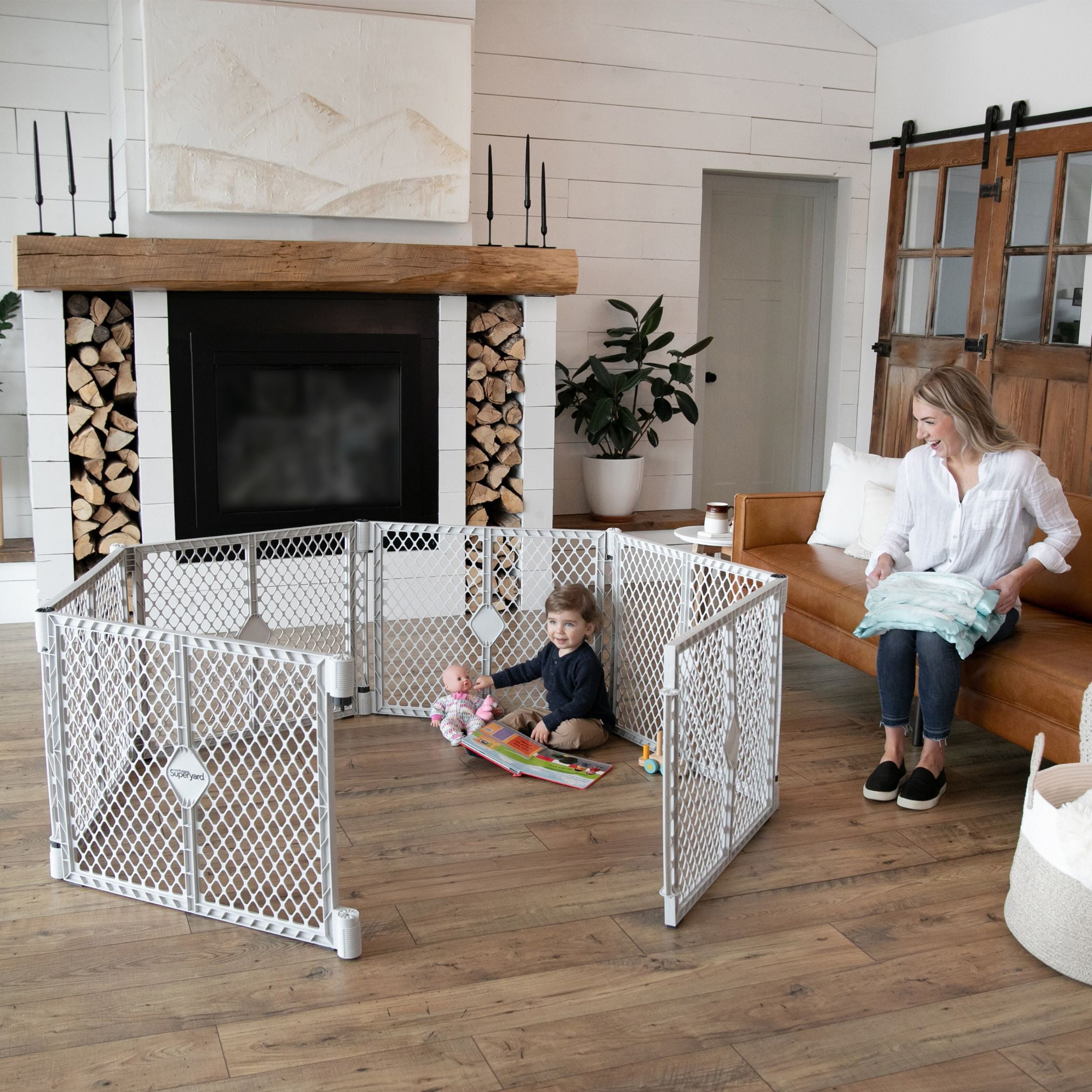 Toddleroo by North States Superyard Explorer Baby Play Yard, Color Gray, Plastic Material, Ages 0+