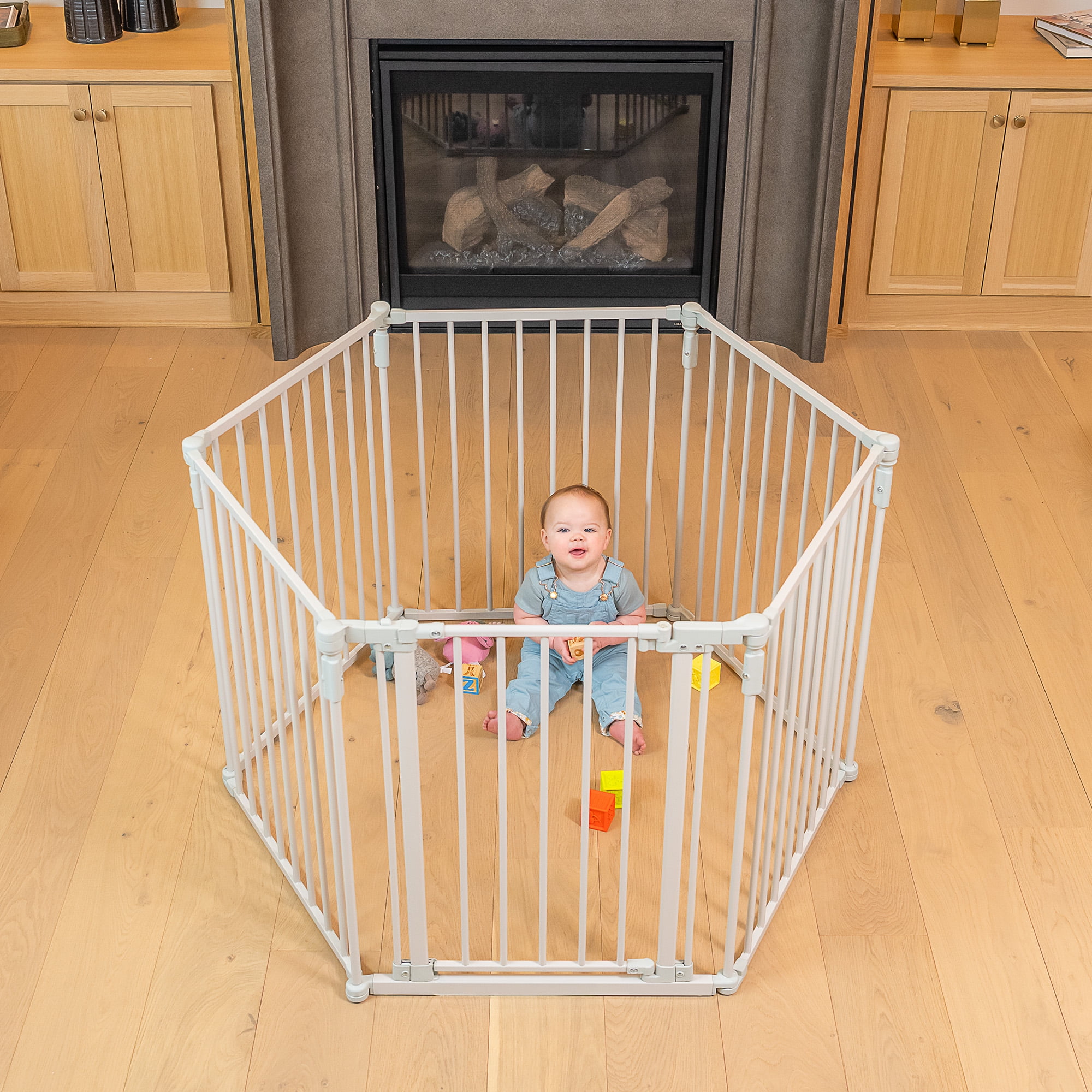 Toddleroo by North States 3-in-1 Superyard Baby Extra Wide Gate & Play Yard, Taupe Metal