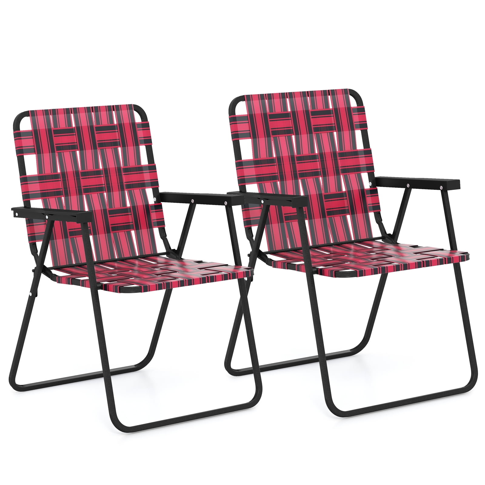 Topbuy Heavy-Duty Metal Frame Camp Chair, Red