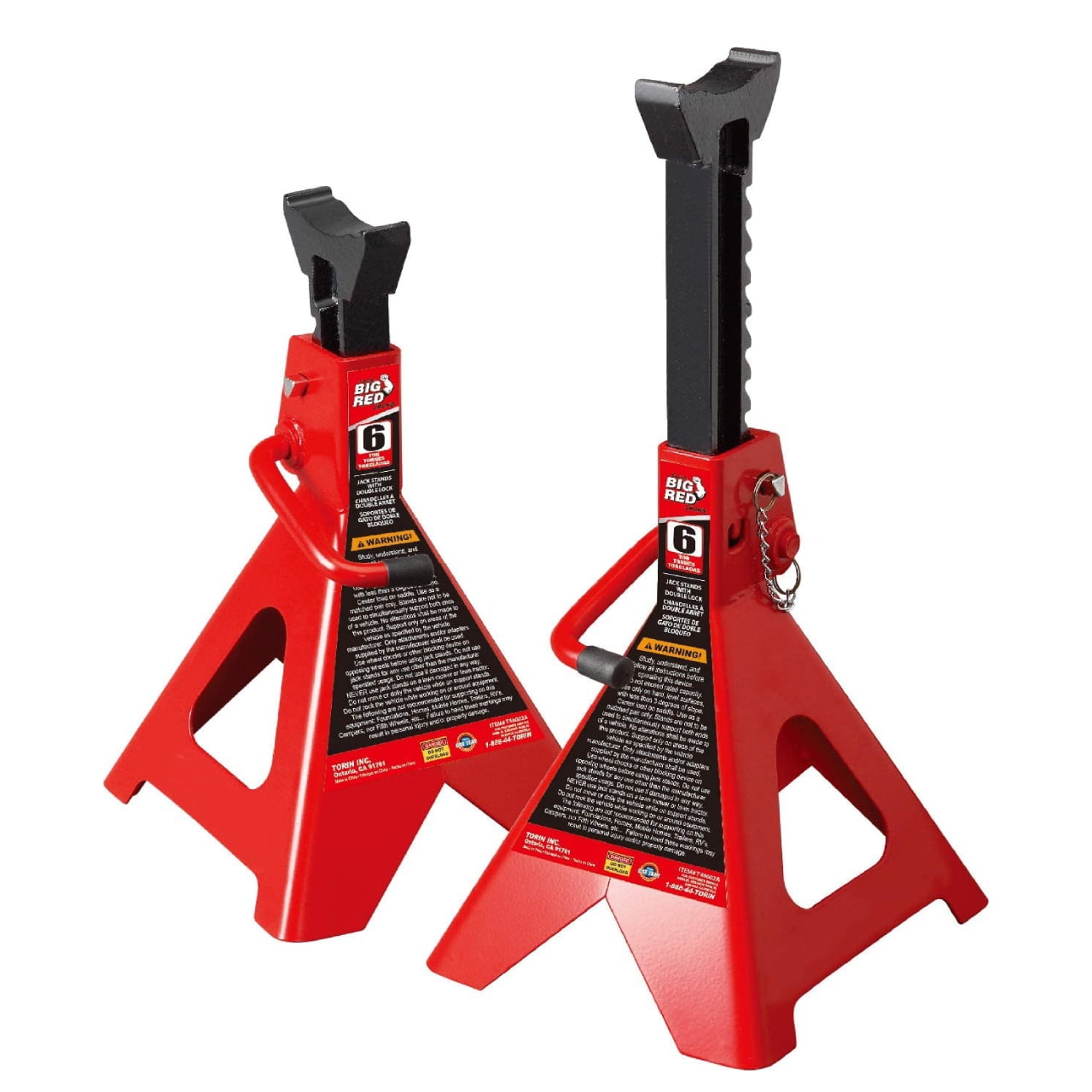 Torin BIG RED 6 Ton Double Locking 1 Pair Steel Jack Stands,DMT46002A
