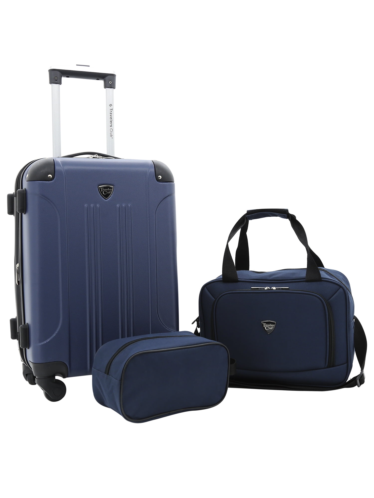 Travelers Club Chicago 3 Piece Expandable Carry-on Hardside Luggage Set, Navy