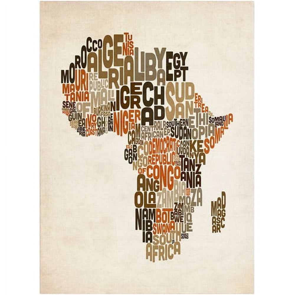 Trademark Art 'Africa Text Map' Canvas Art by Michael Tompsett