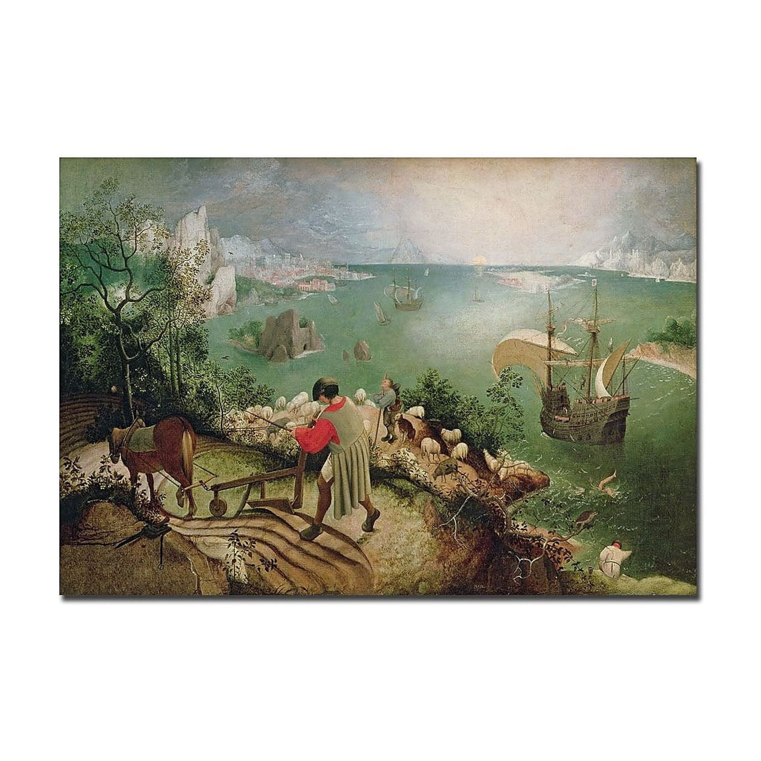 Trademark Art "Landscape with Fall of Icarus 1555" Canvas Art by Pieter Bruegel