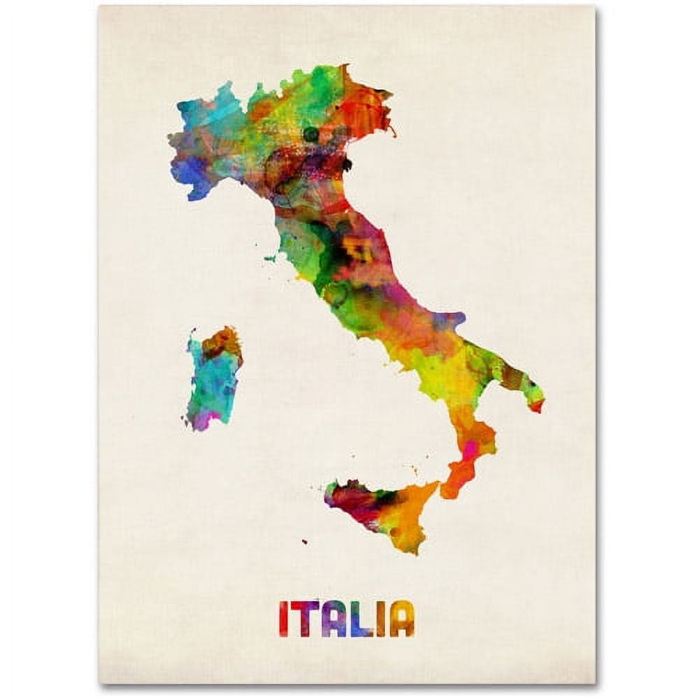 Trademark Fine Art "Italy Watercolor Map" Canvas Art by Michael Tompsett
