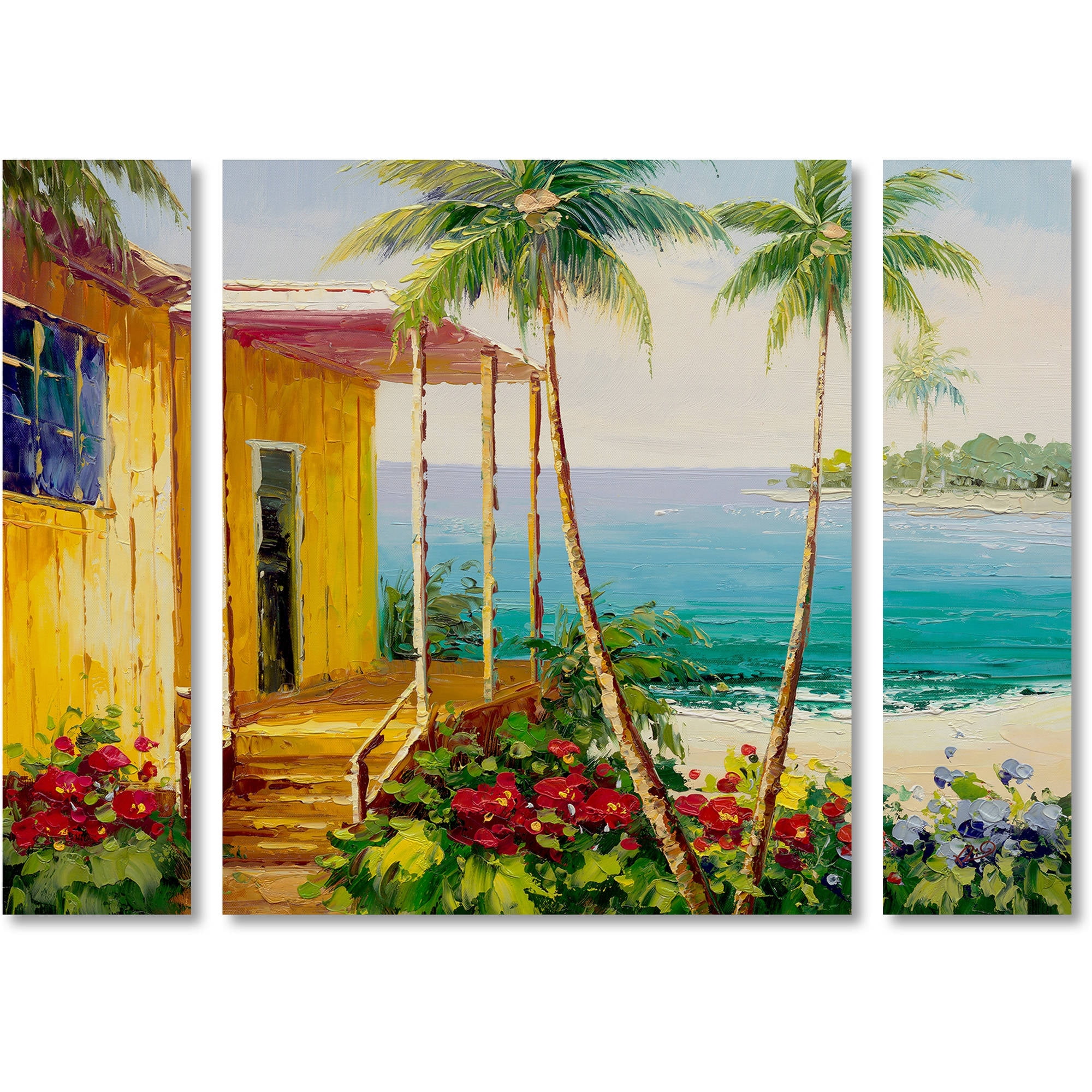 Trademark Fine Art "Key West Villa" Canvas Art by Rio Three Panel Set