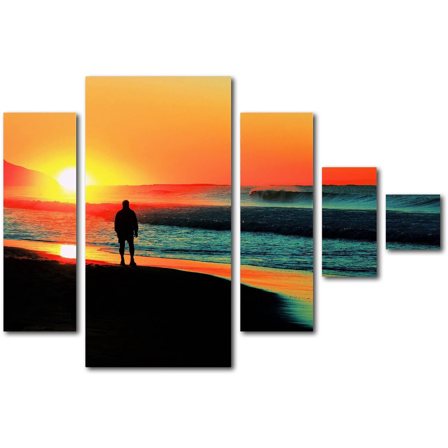 Trademark Fine Art "Sunrise Walking" Canvas Art by Beata Czyzowska Young 5-Panel Set