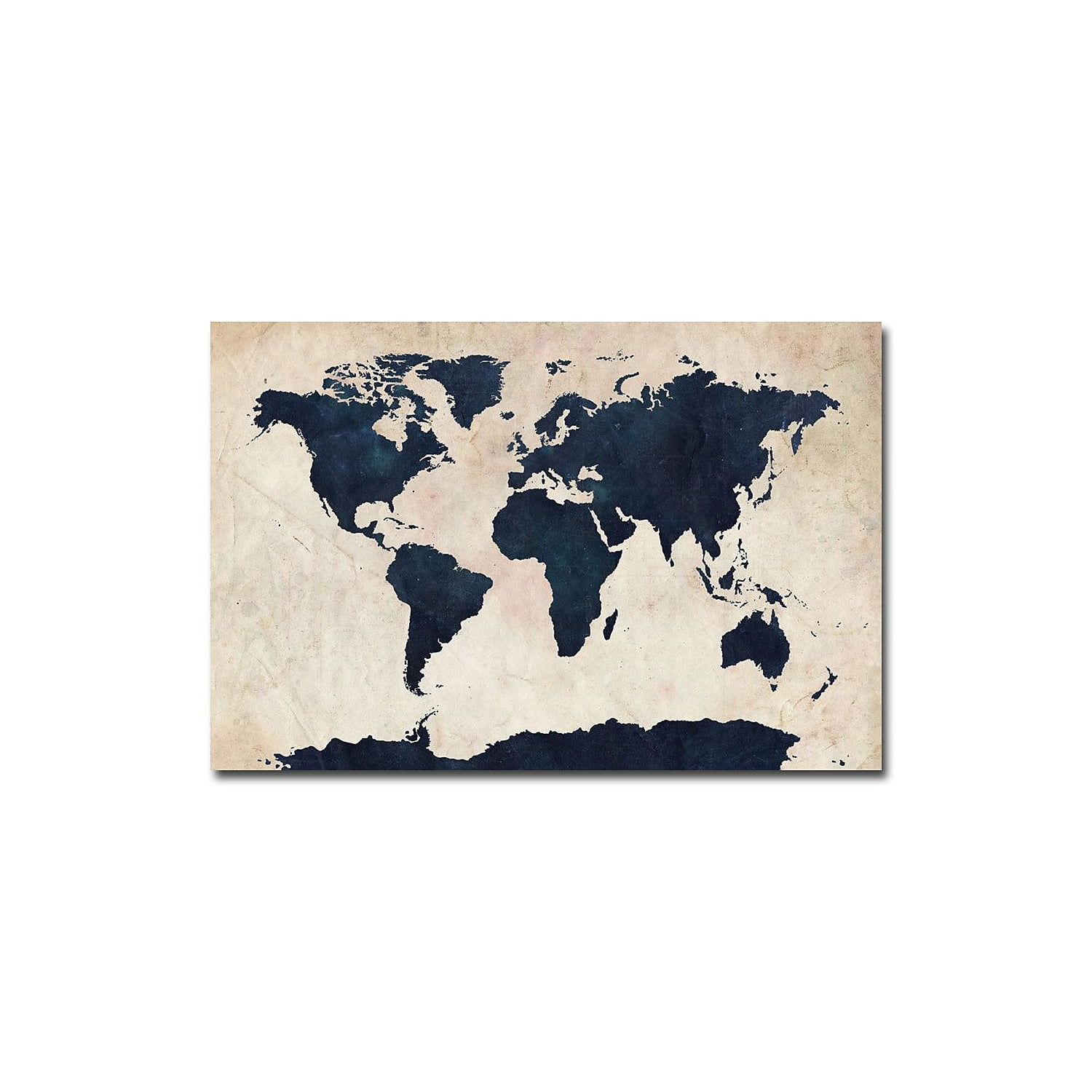 Trademark Fine Art 30x47 Maps Canvas Wall Art 'World Map -Navy' by Michael Tompsett