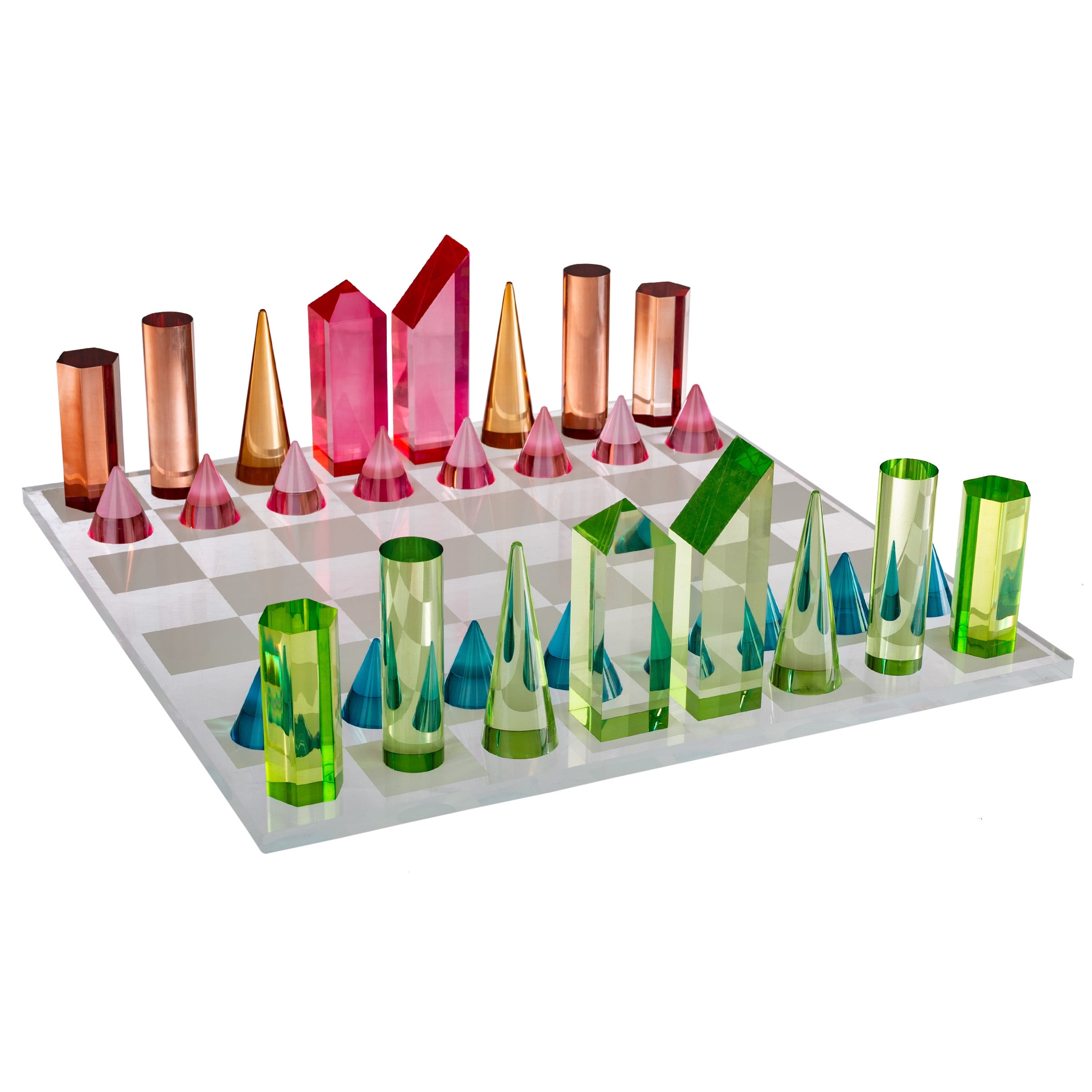 Trademark Games Modern Acrylic Chess Set with 32 Colorful Game Pieces