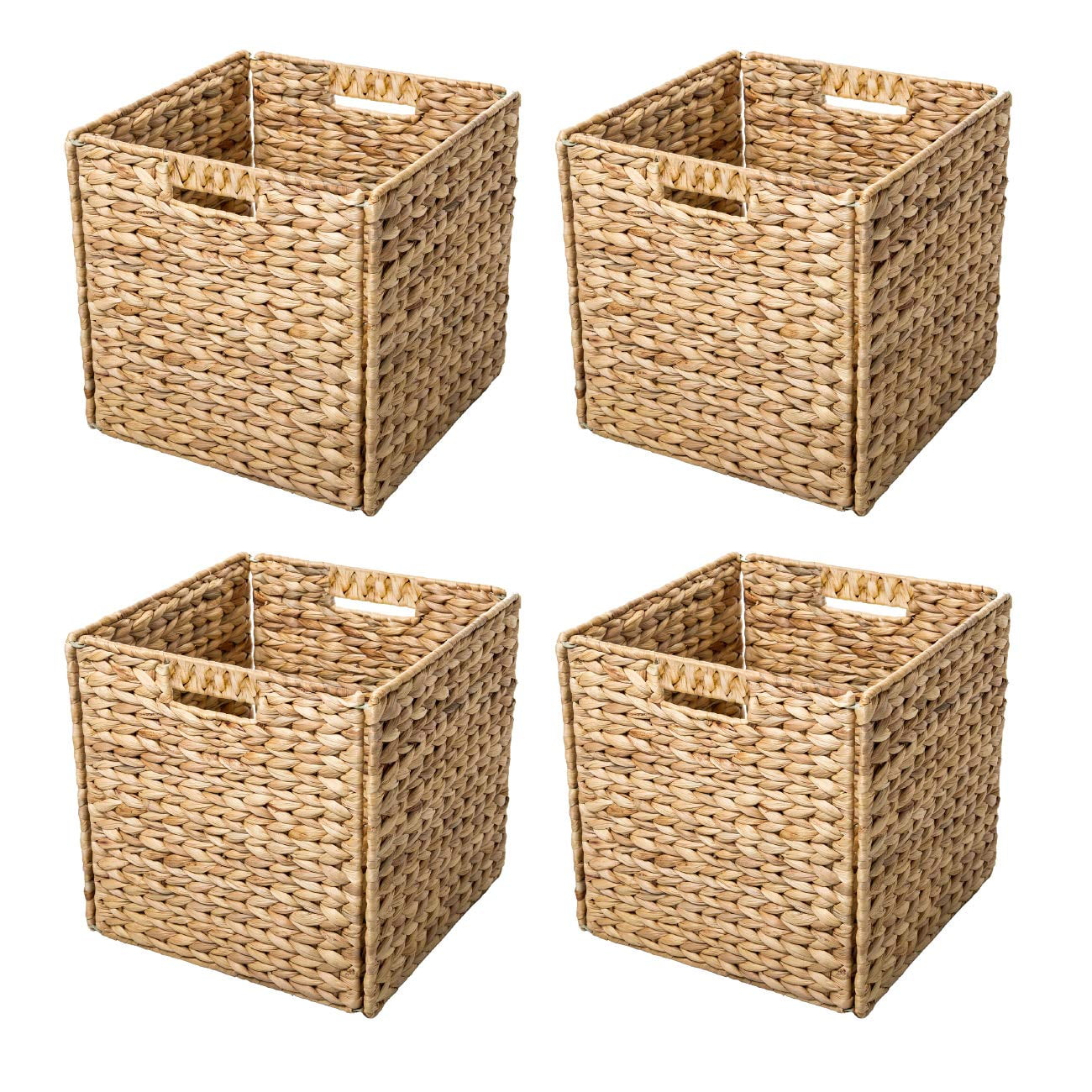 Trademark Innovations Beige Wicker 12-inch Foldable Storage Basket Quantity 4