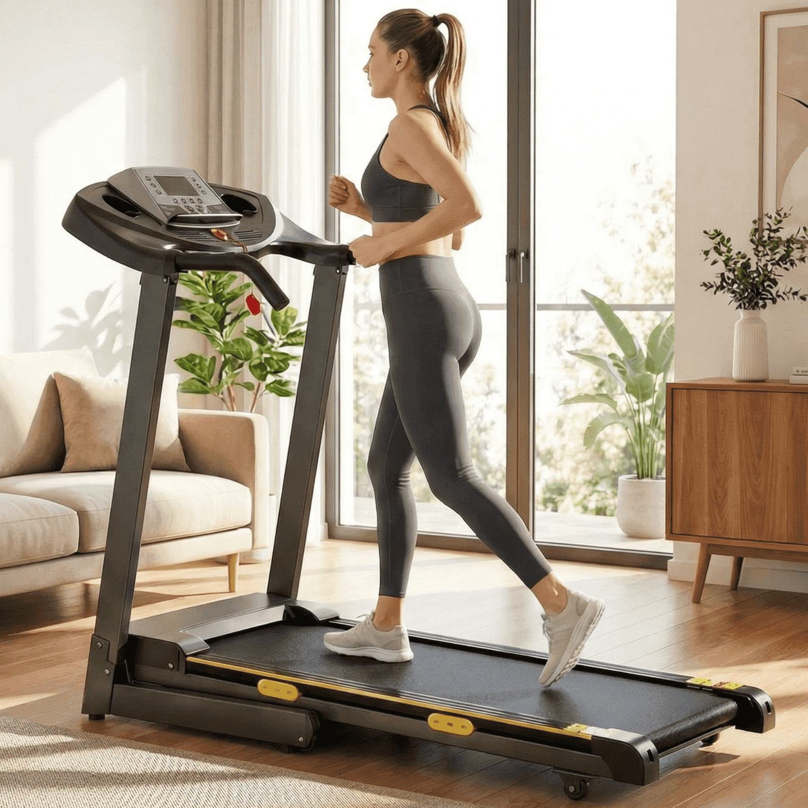 Naipo Treadmill with Incline Folding with 12 Level Automatic Incline 2.5hp Power 8.5mhp Speed Running Machine 15 Preset Training Program Electric Treadmill for Home Use