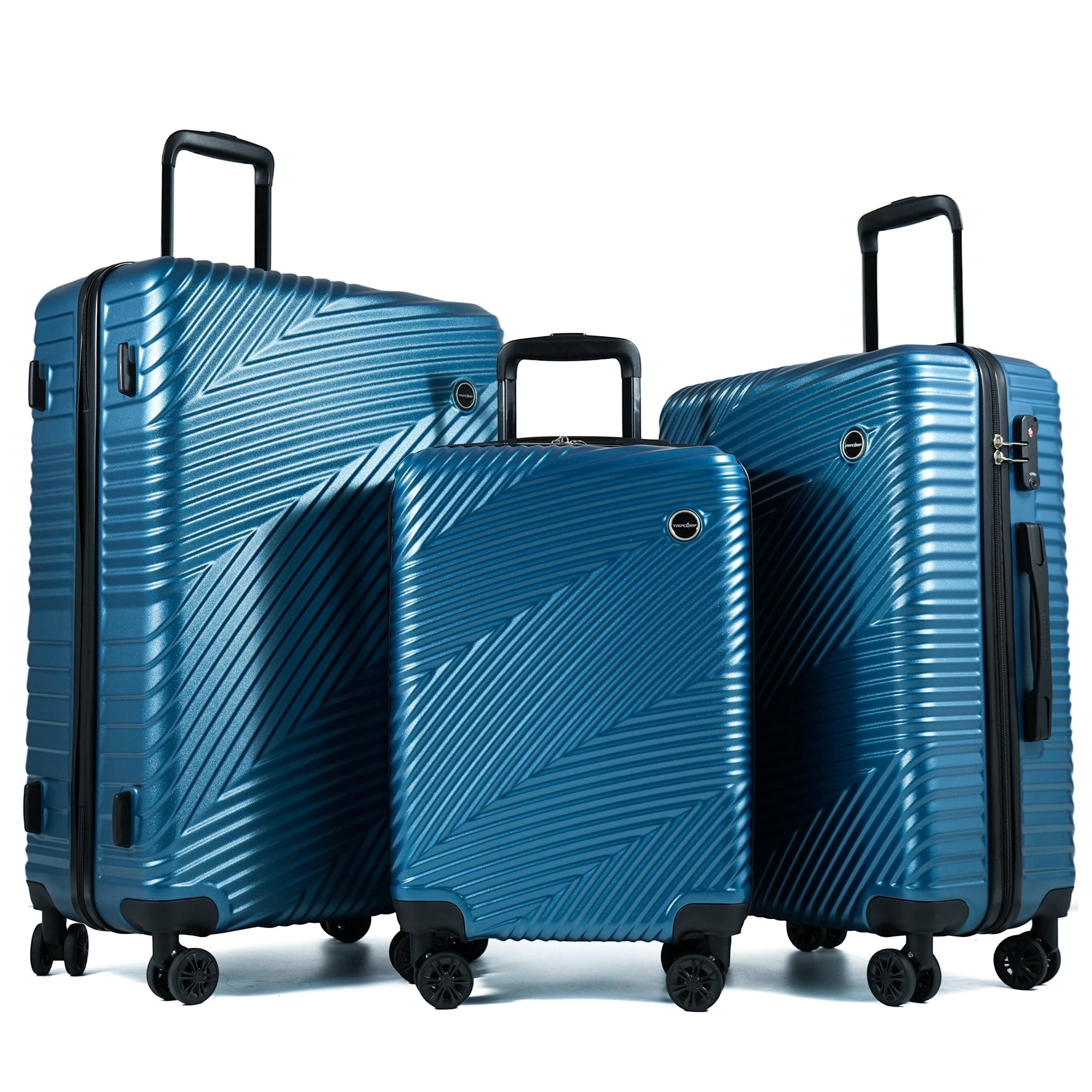 Tripcomp Luggage 3 Piece Set,Suitcase with Spinner Wheels Hardside Lightweight Luggage 20in24in28in.(Blue)