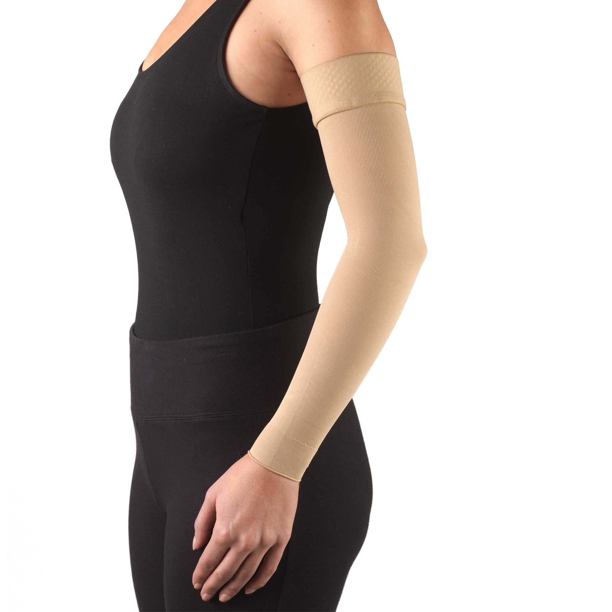 Truform Lymphedema Compression Arm Sleeve, Dot Top: 15-20 mmHg, Beige, Large