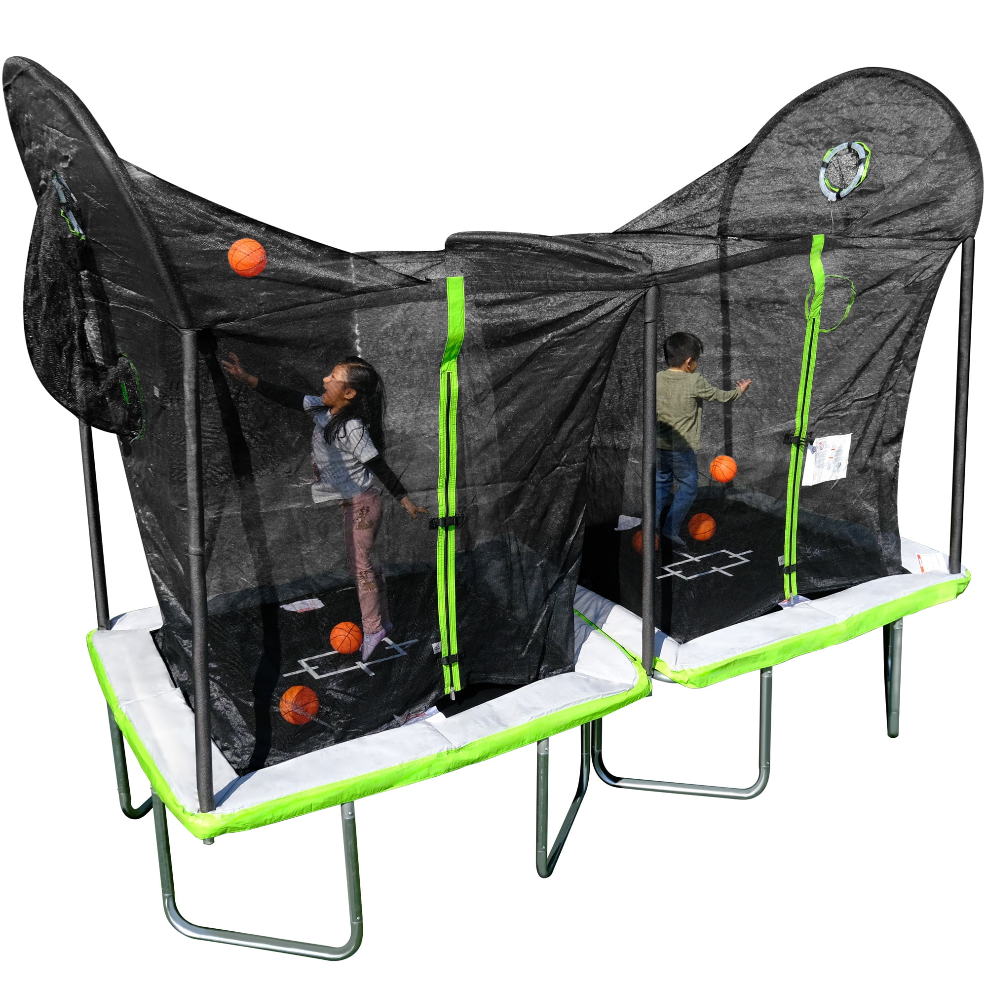 Sportspower TruJump 12' x 6' BattleBall Trampoline with Enclosure, Green